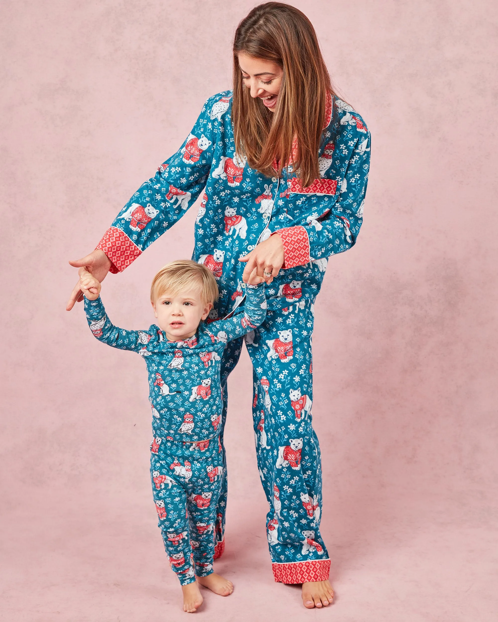 Bundled Up - Tall Lightweight Flannel Long PJ Set - Navy sold by Printfresh product image thumbnail 2