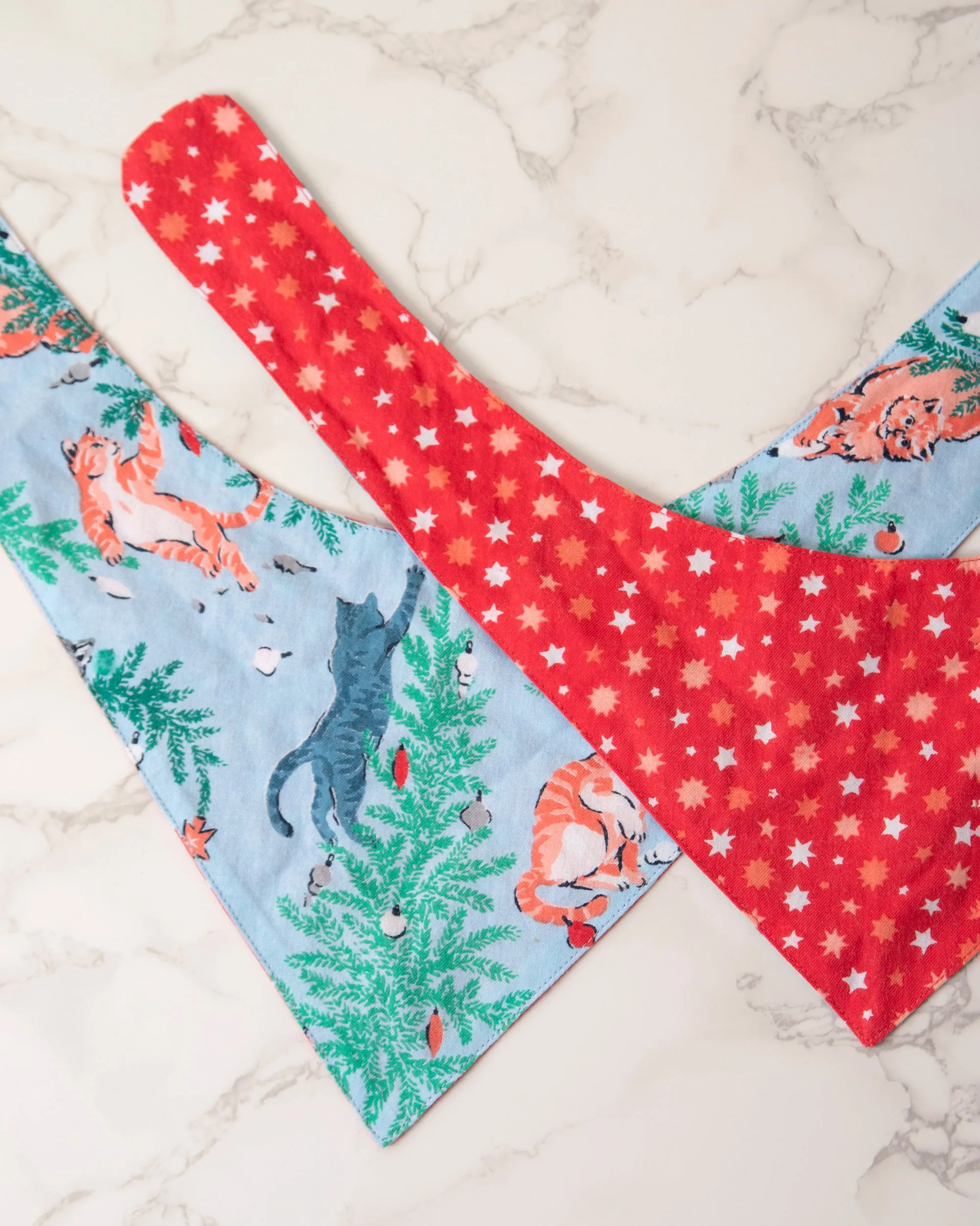 Frisky Firs - Lightweight Flannel Pet Bandana - Twinkling Blue sold by Printfresh product image thumbnail 4