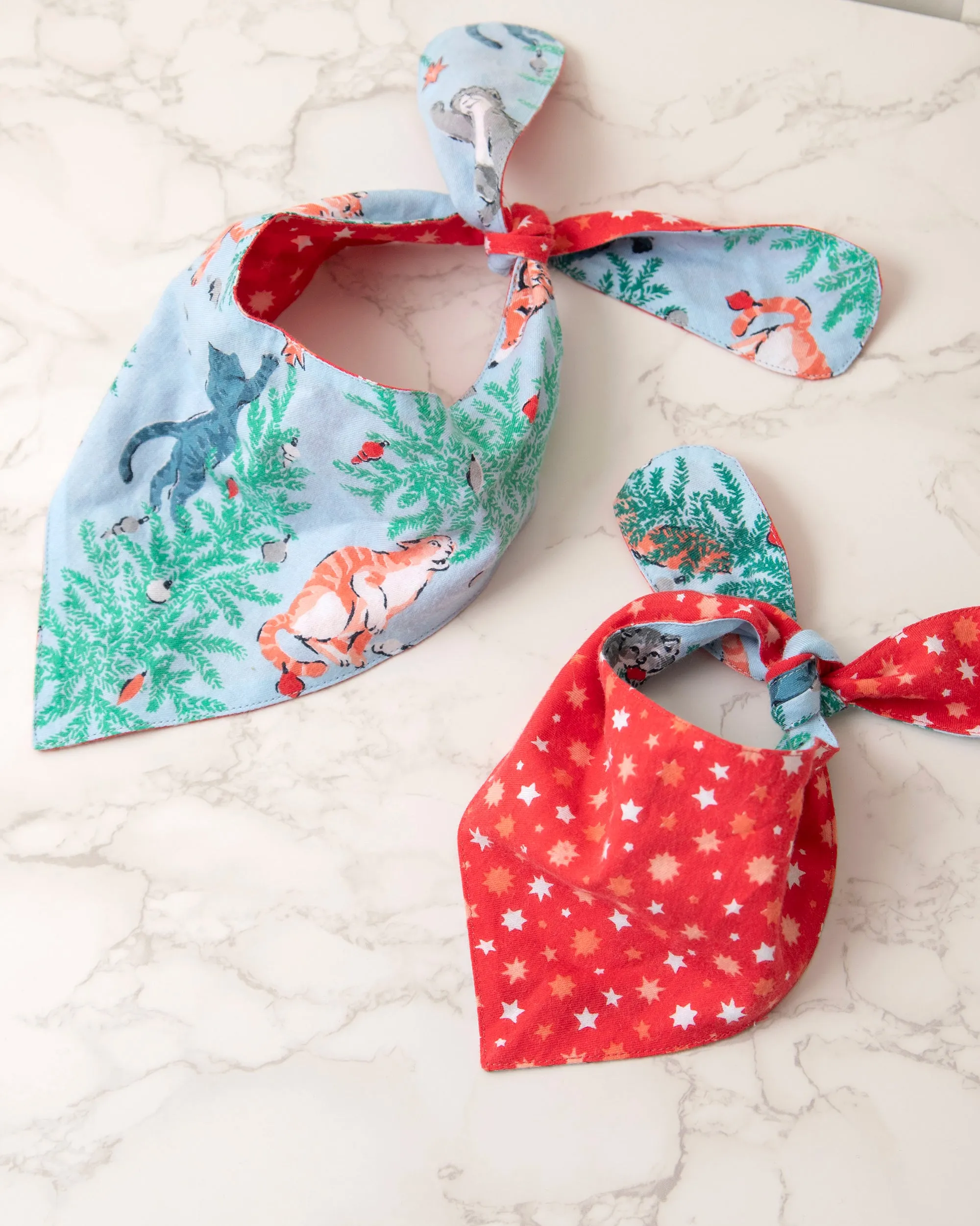 Frisky Firs - Lightweight Flannel Pet Bandana - Twinkling Blue sold by Printfresh product image thumbnail 3