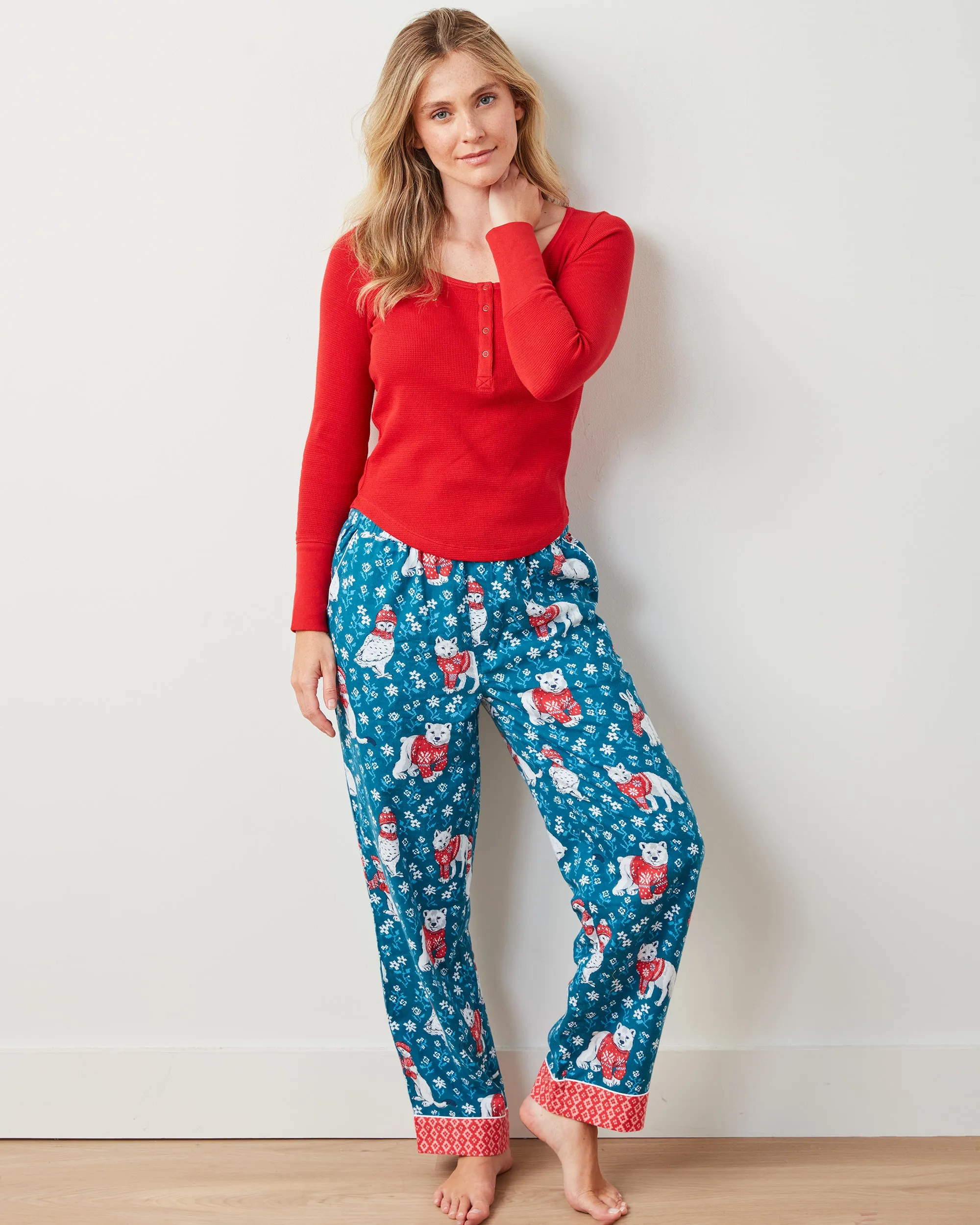 Bundled Up - Lightweight Flannel PJ Pants - Navy sold by Printfresh product image thumbnail 2