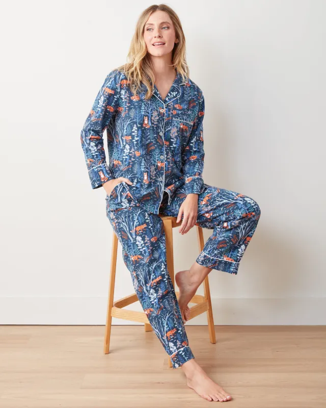 Fox & Folklore - Tall Lightweight Flannel Long PJ Set - Indigo sold by Printfresh
