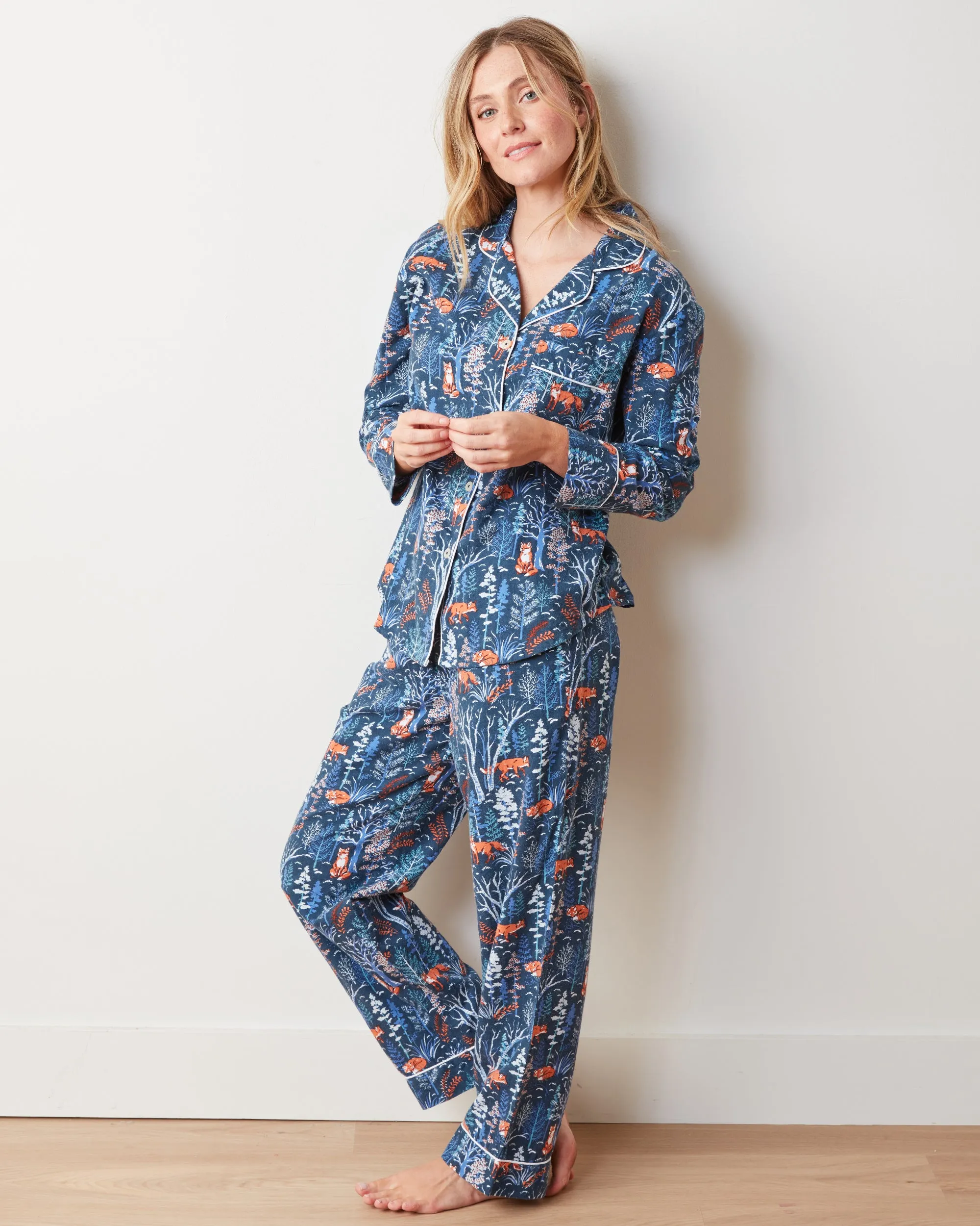 Fox & Folklore - Petite Flannel Long PJ Set - Indigo sold by Printfresh product image thumbnail 3
