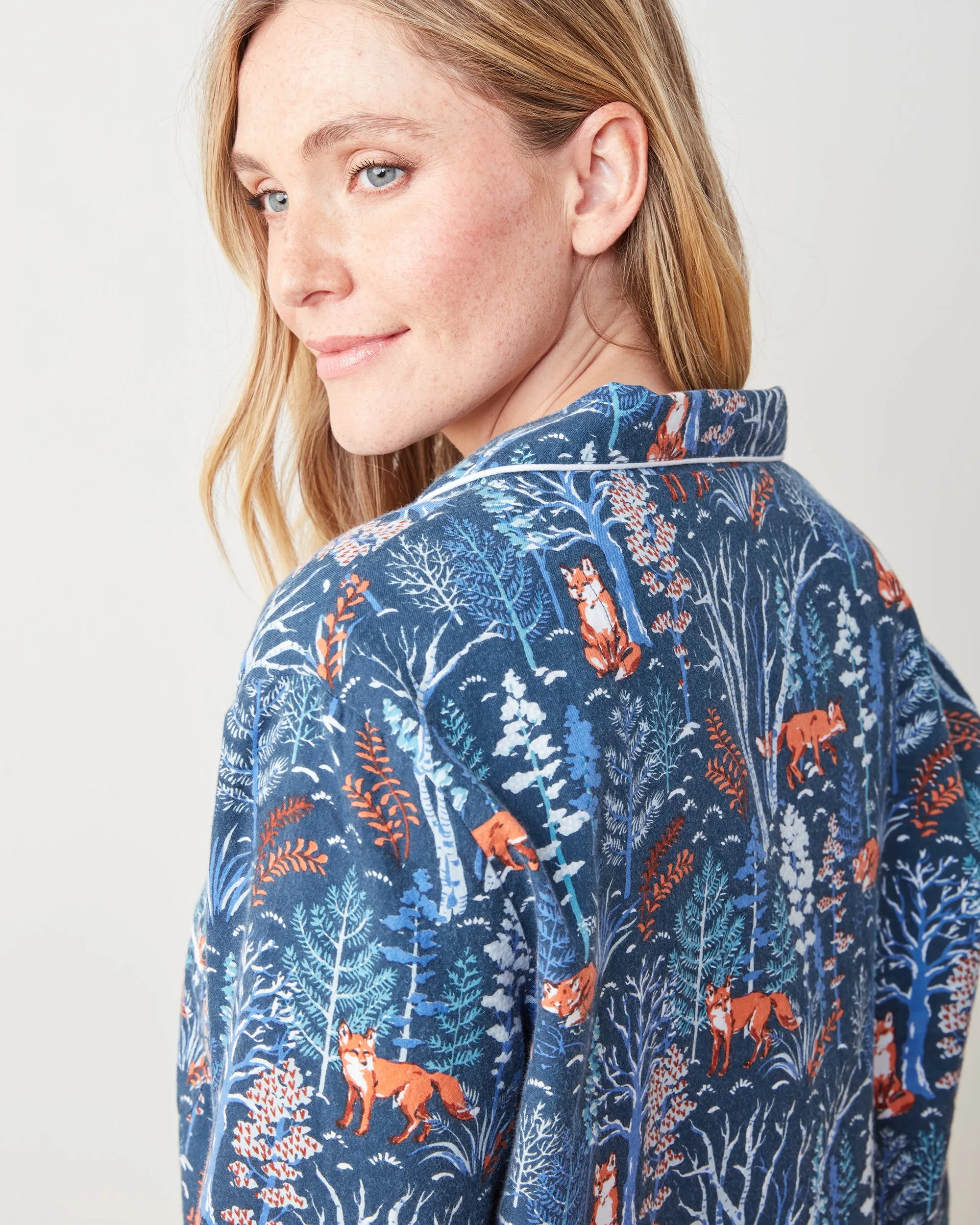 Fox & Folklore - Petite Flannel Long PJ Set - Indigo sold by Printfresh product image thumbnail 4