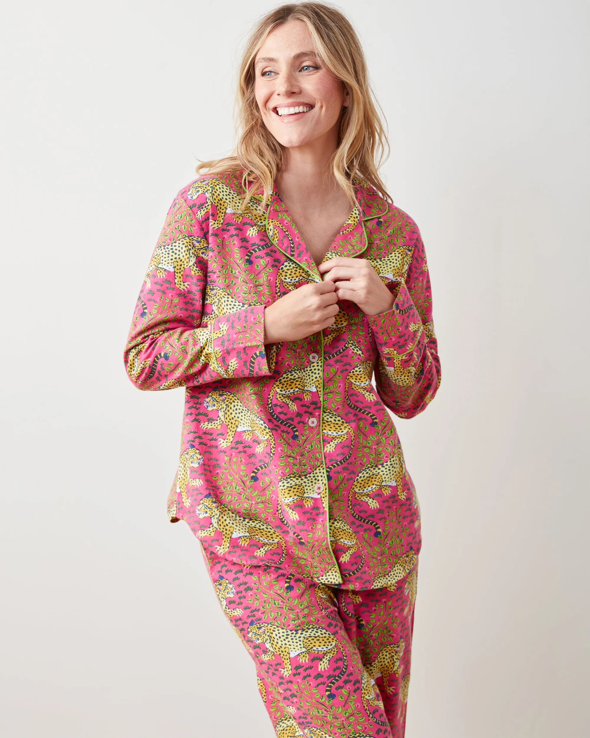 Bagheera - Petite Lightweight Flannel Long PJ Set - Hot Pink sold by Printfresh