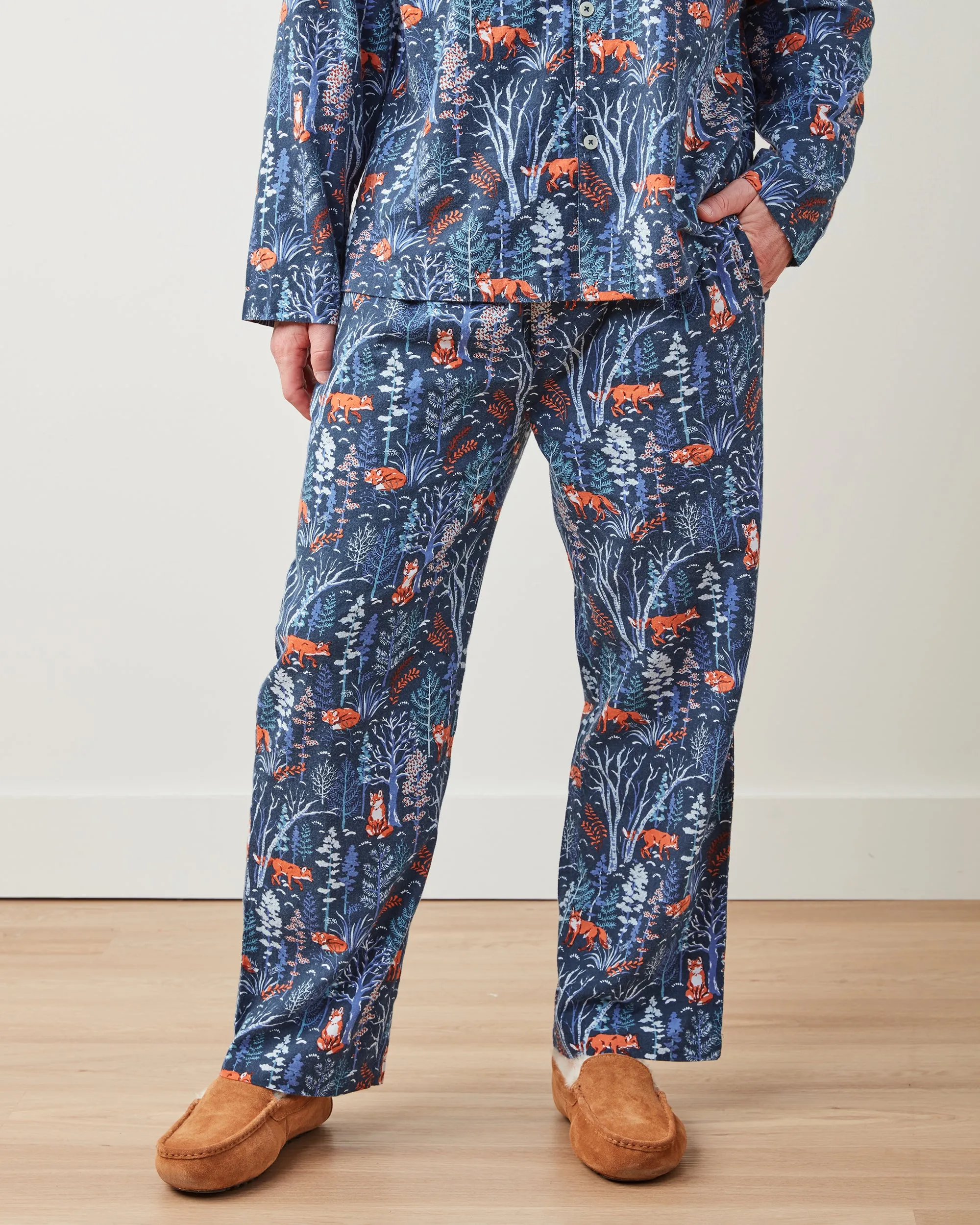 Fox & Folklore - Men's Lightweight Flannel Long PJ Set - Indigo sold by Printfresh product image thumbnail 3