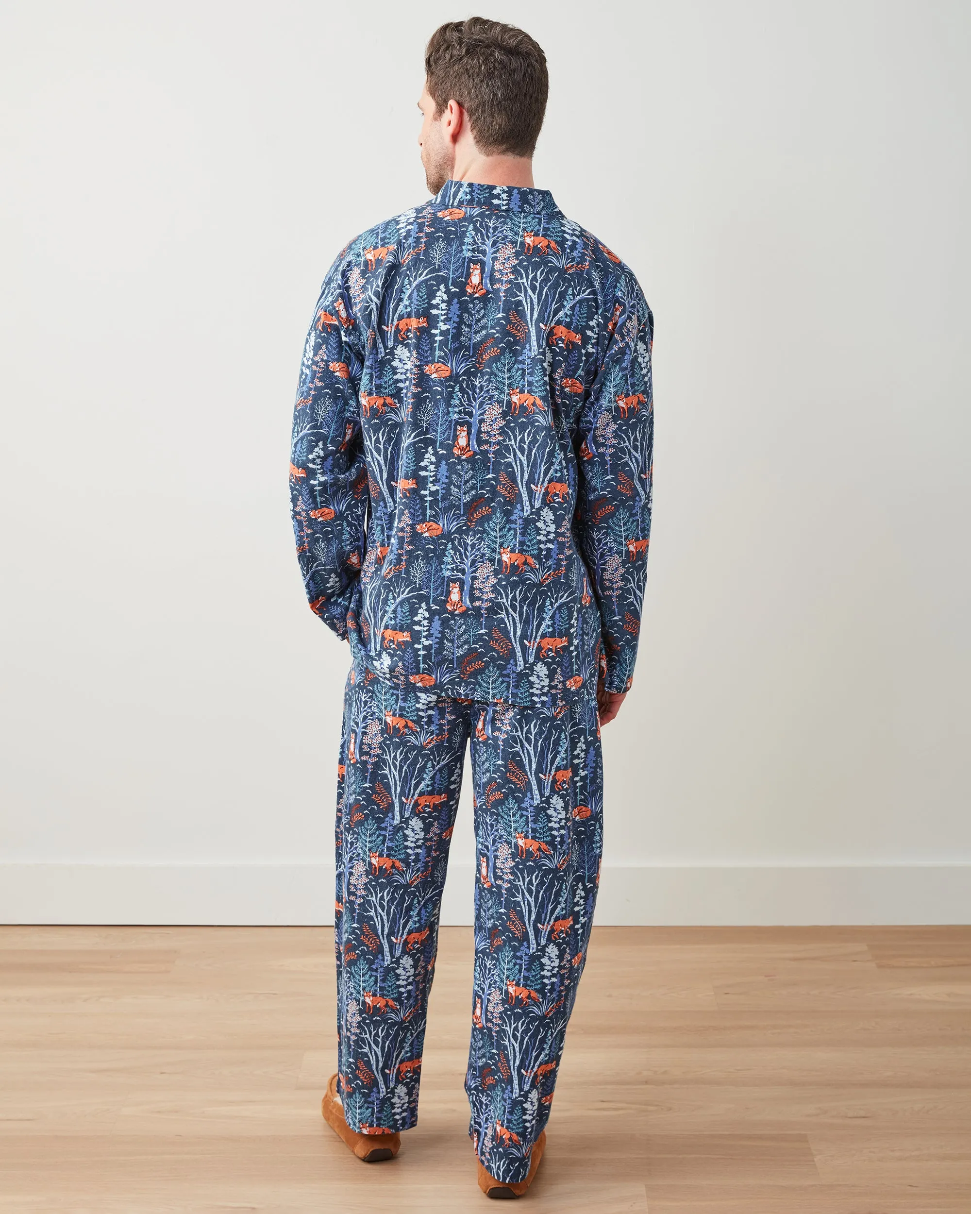 Fox & Folklore - Men's Lightweight Flannel Long PJ Set - Indigo sold by Printfresh product image thumbnail 4
