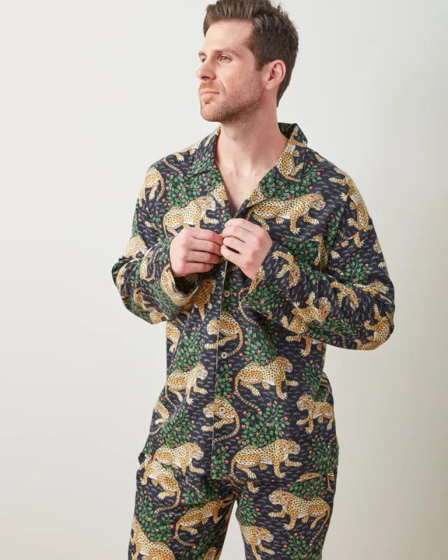 Bagheera - Men's Lightweight Flannel Long PJ Set - Ink sold by Printfresh