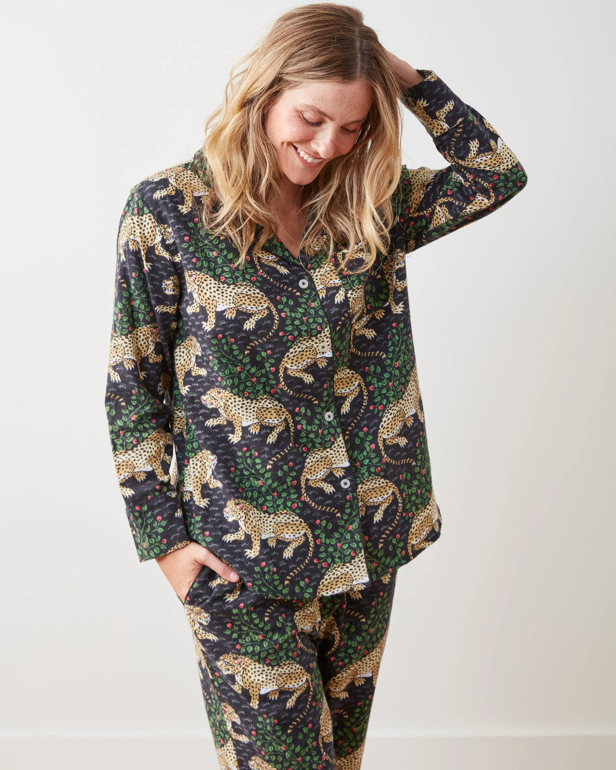 Bagheera - Lightweight Flannel Long PJ Set - Ink sold by Printfresh