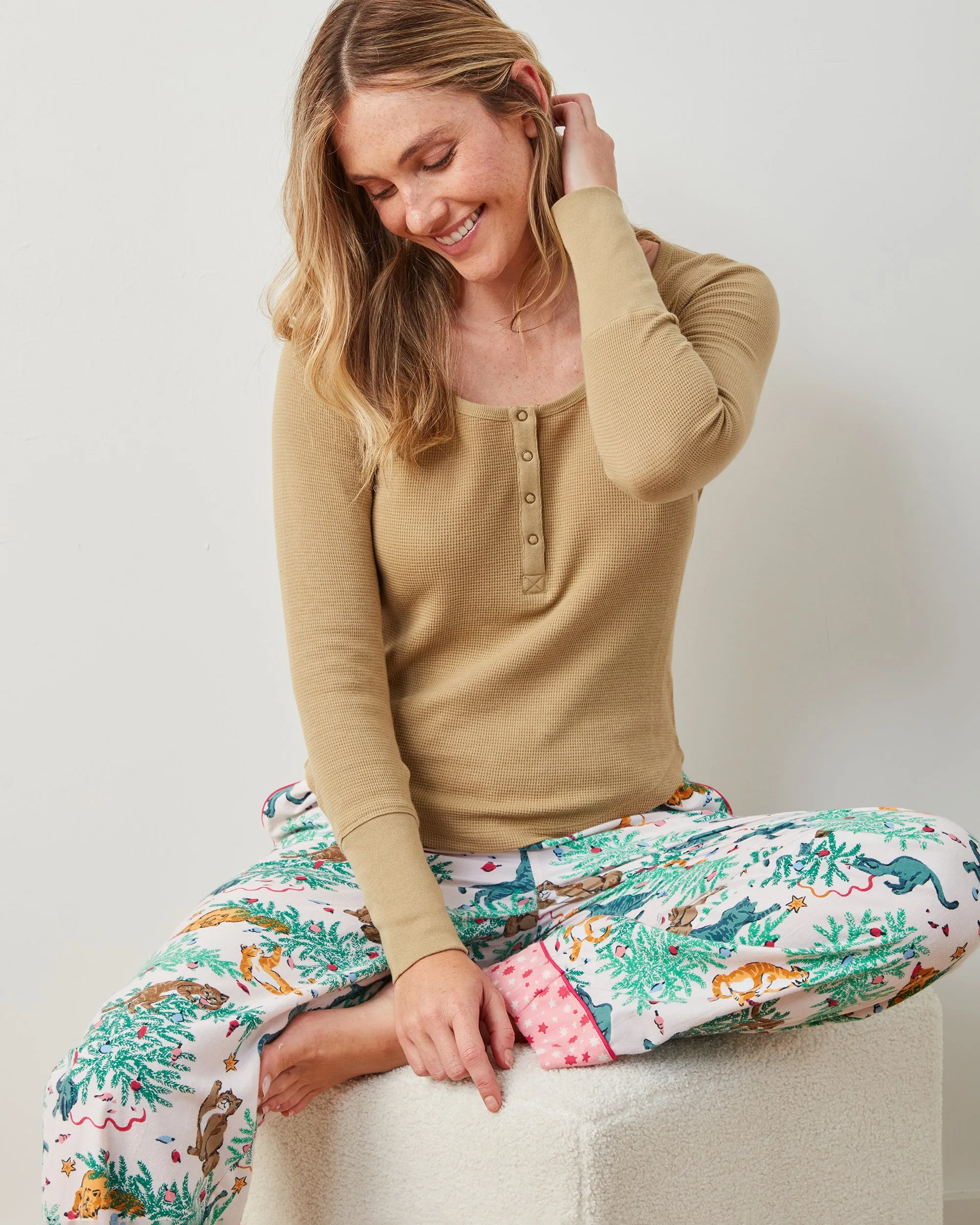 Frisky Firs - Lightweight Flannel PJ Pants - Sweet Cream sold by Printfresh product image thumbnail 2