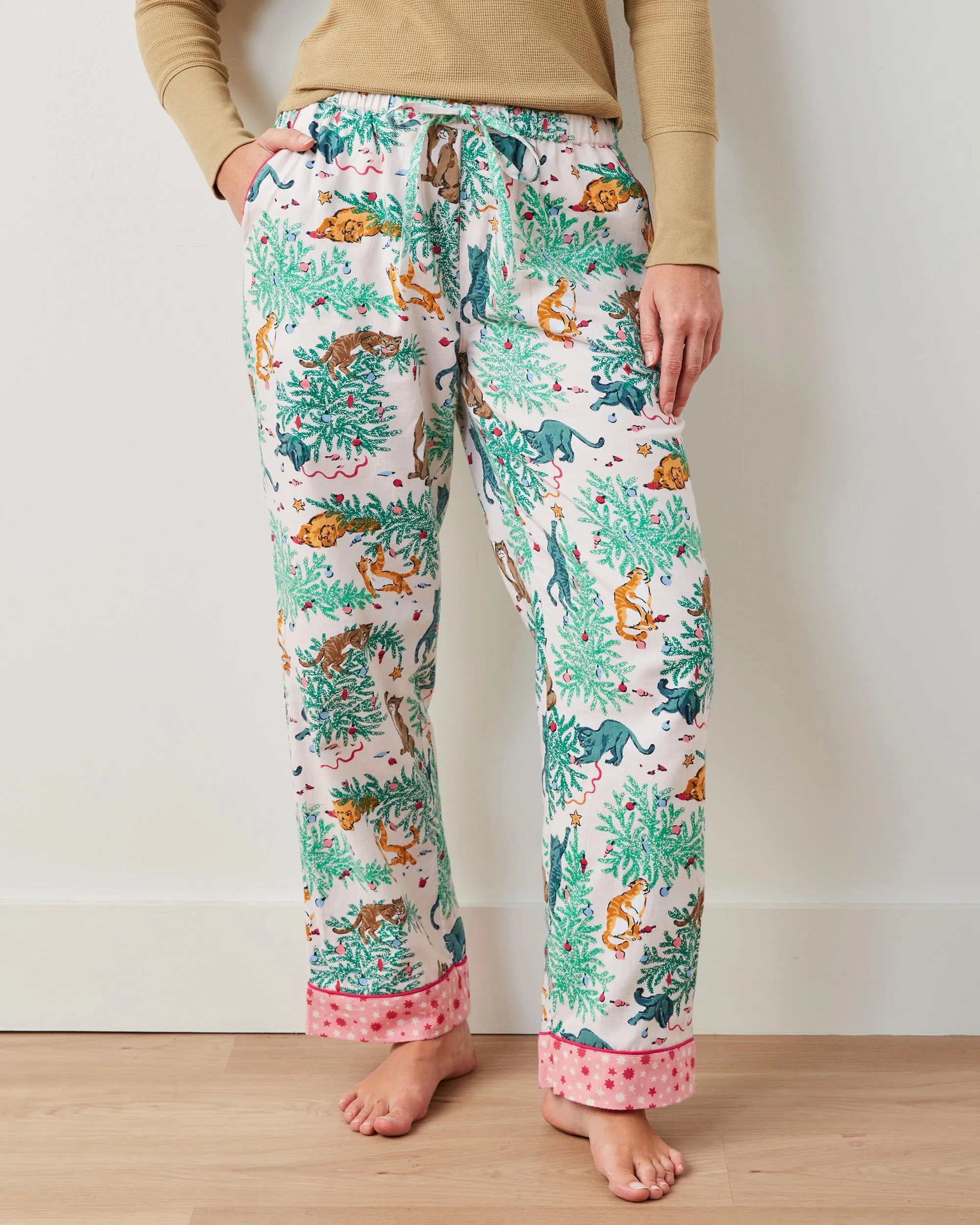 Frisky Firs - Lightweight Flannel PJ Pants - Sweet Cream sold by Printfresh