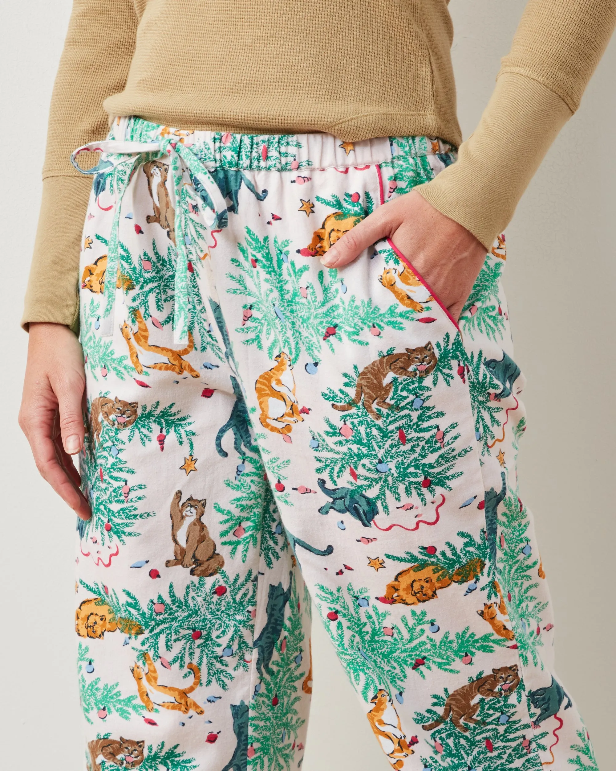 Frisky Firs - Lightweight Flannel PJ Pants - Sweet Cream sold by Printfresh product image thumbnail 4
