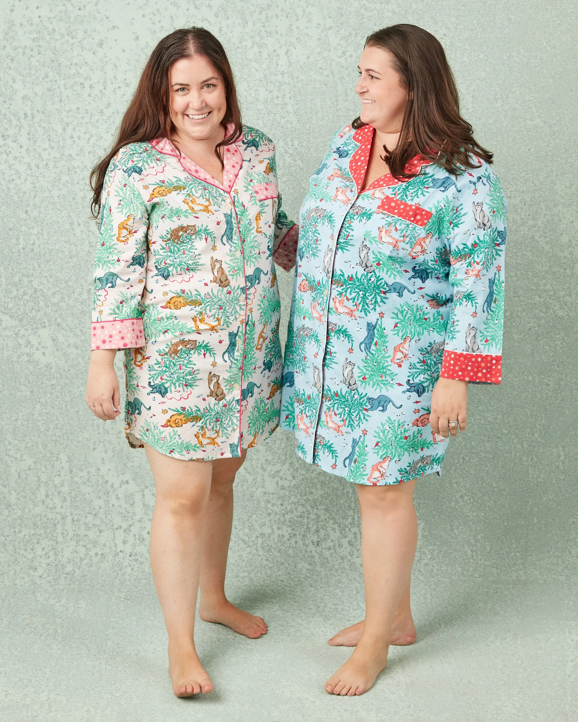 Frisky Firs - Lightweight Flannel Sleep Shirt - Sweet Cream sold by Printfresh product image thumbnail 2