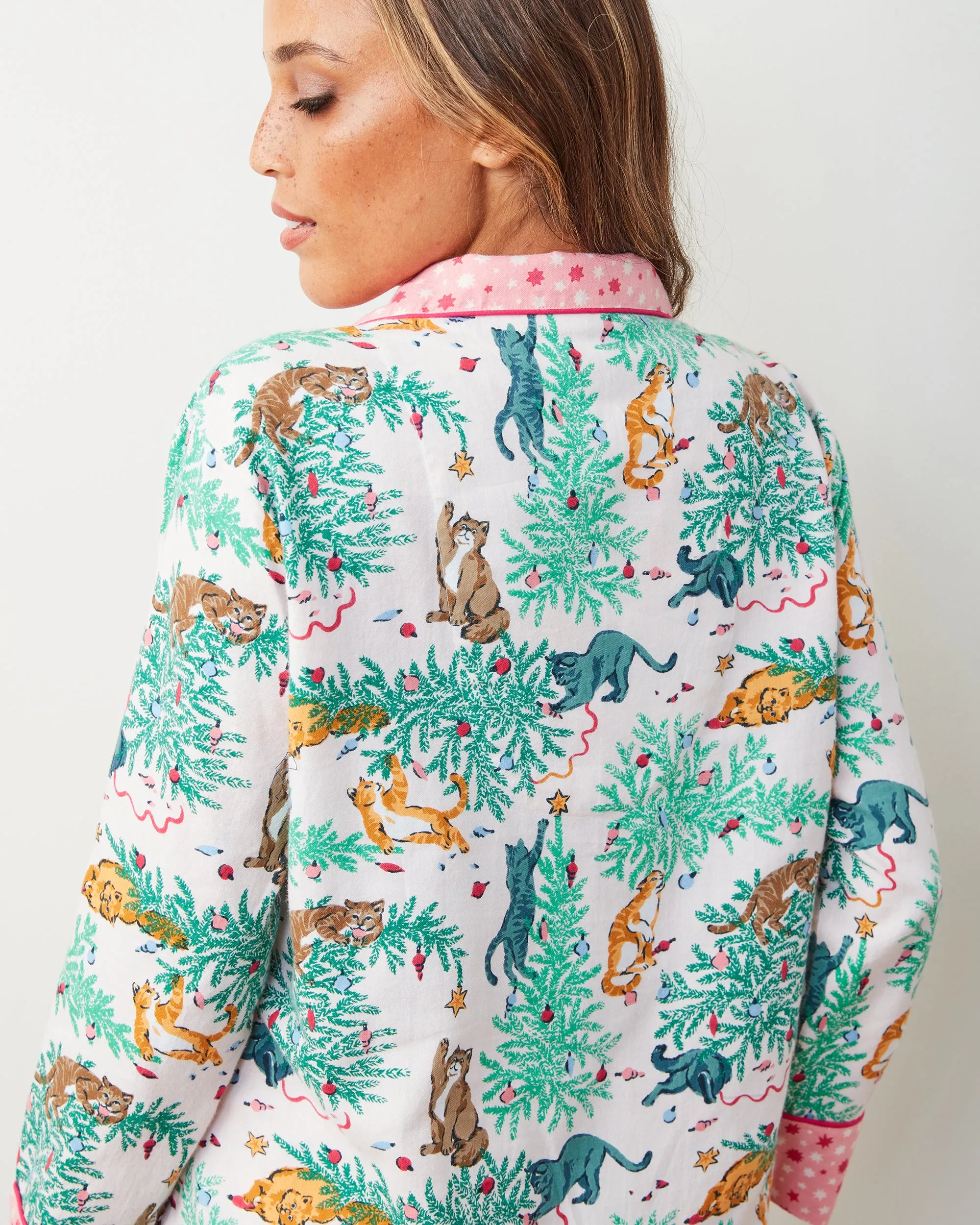 Frisky Firs - Lightweight Flannel Long PJ Set - Sweet Cream sold by Printfresh product image thumbnail 3