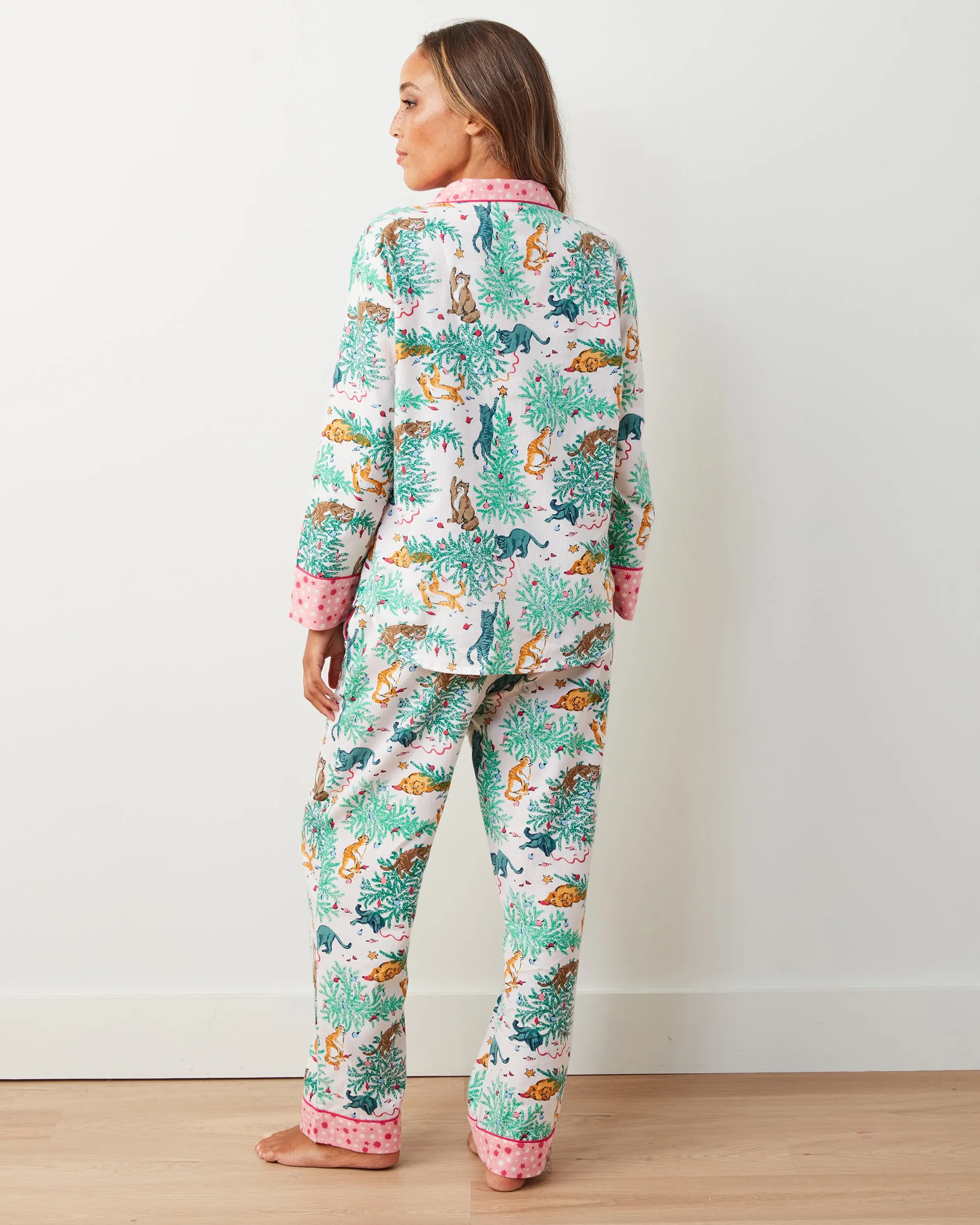 Frisky Firs - Lightweight Flannel Long PJ Set - Sweet Cream sold by Printfresh product image thumbnail 5
