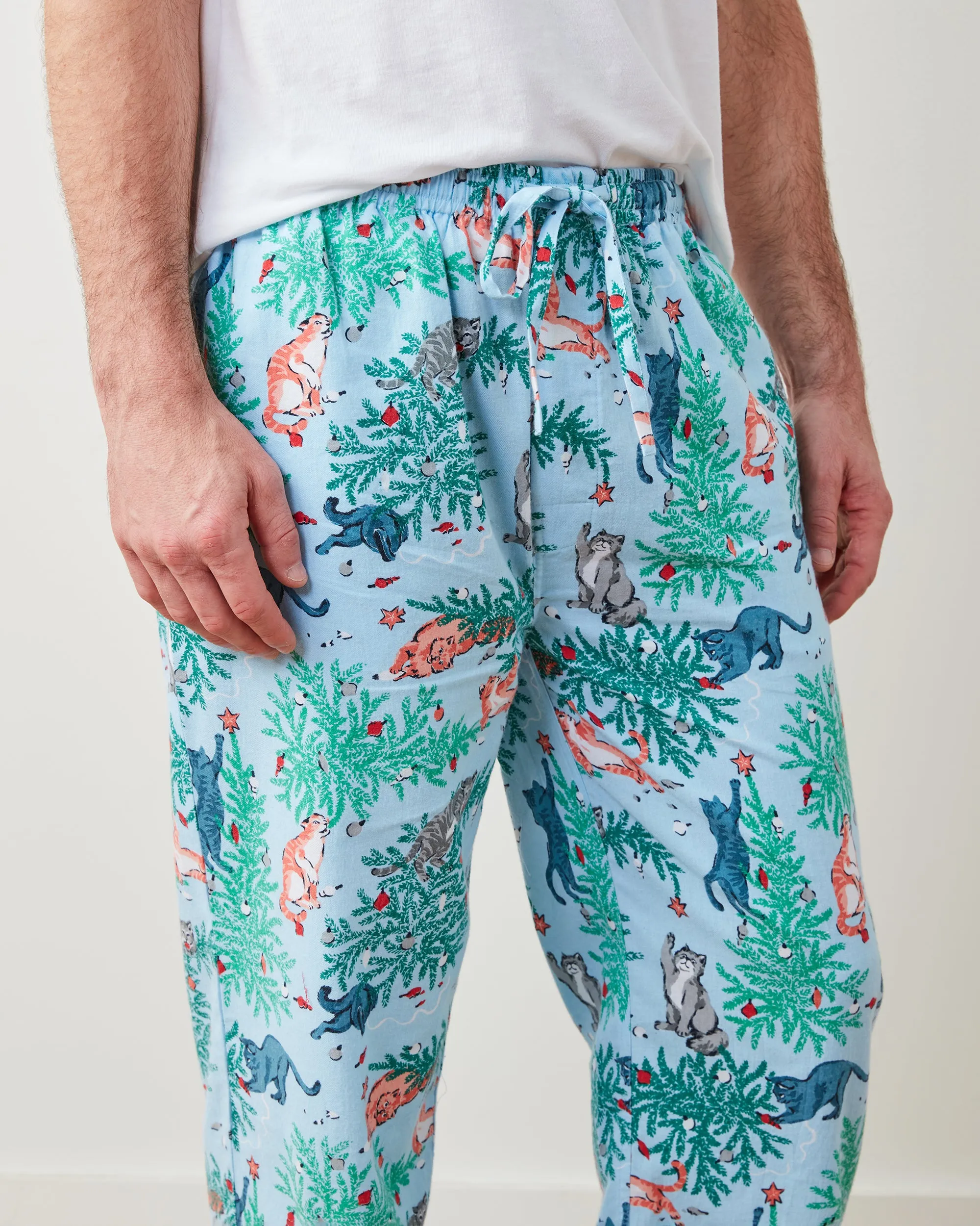 Frisky Firs - Men's Lightweight Flannel PJ Pants - Twinkling Blue sold by Printfresh product image thumbnail 5