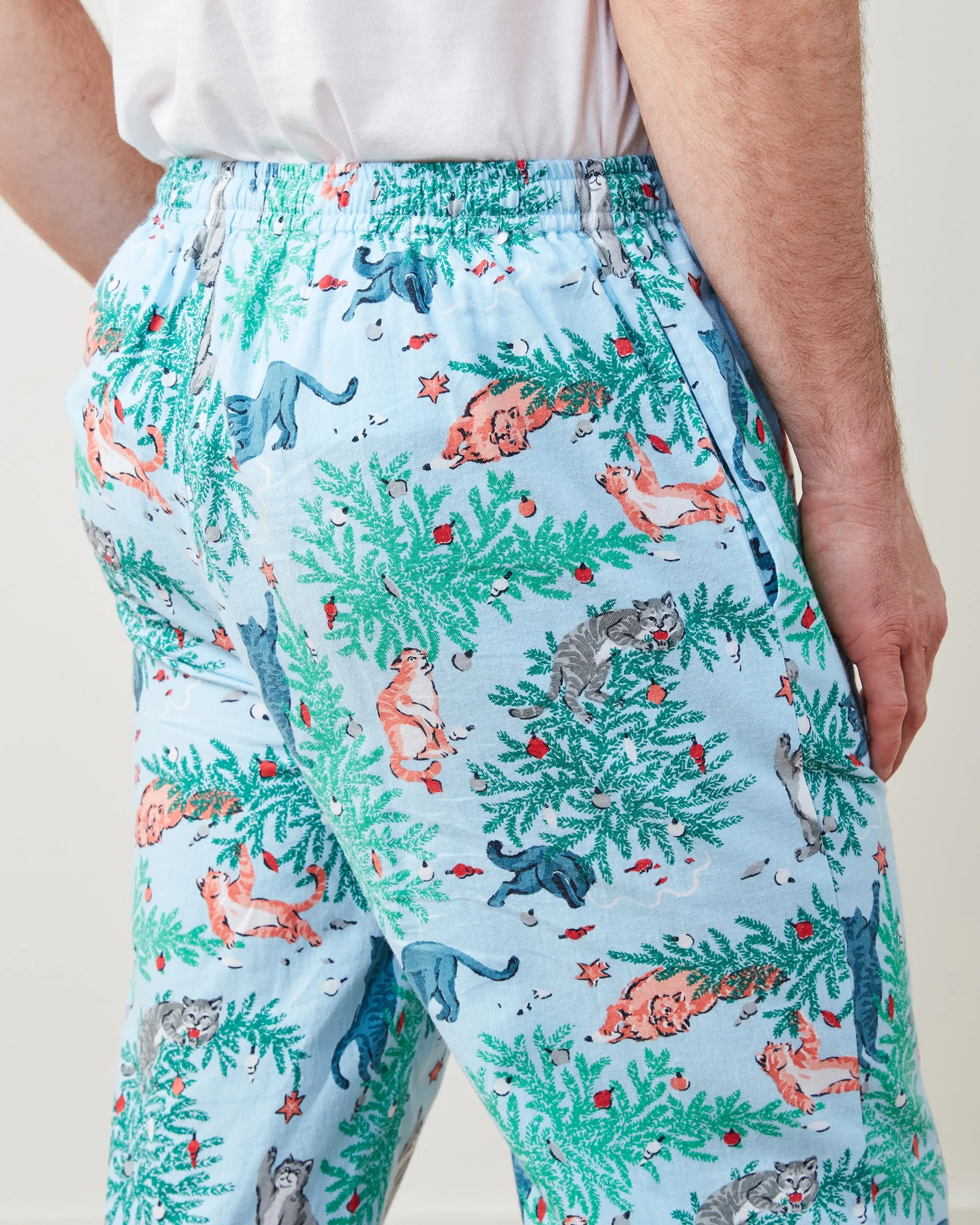 Frisky Firs - Men's Lightweight Flannel PJ Pants - Twinkling Blue sold by Printfresh product image thumbnail 3