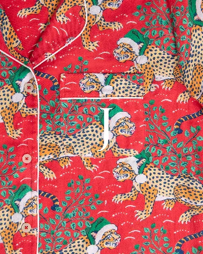 Holly Jolly Bagheera - Flannel Long Sleeve Top & Shorts Set - Ruby sold by Printfresh