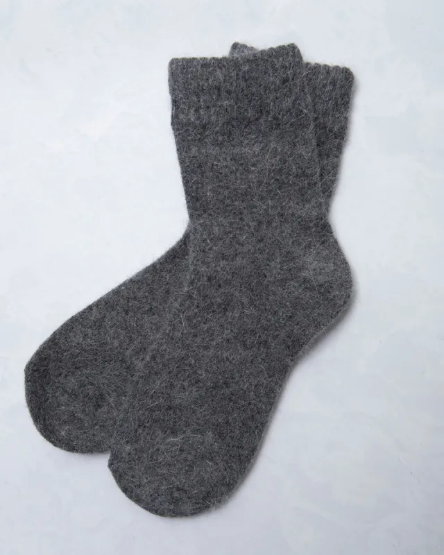 Dark Gray - Womens Cozy Wool Angora Socks - Comfortarians sold by Printfresh