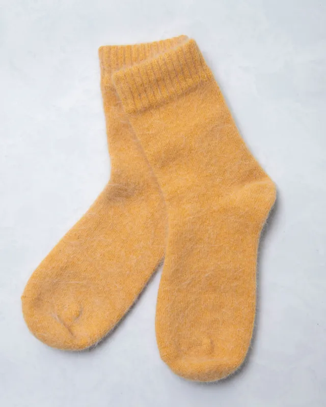 Mustard - Womens Cozy Wool Angora Socks - Comfortarians sold by Printfresh