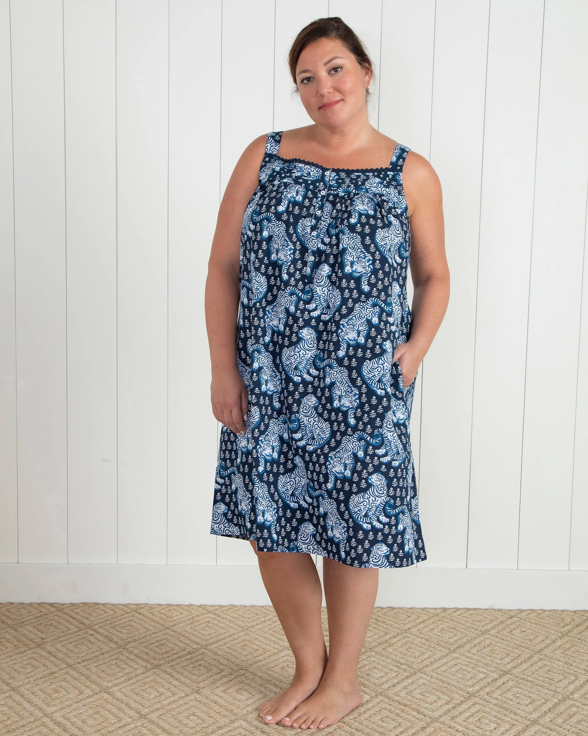 Tiger Queen - Back to Bed Nightgown - Navy sold by Printfresh product image thumbnail 4