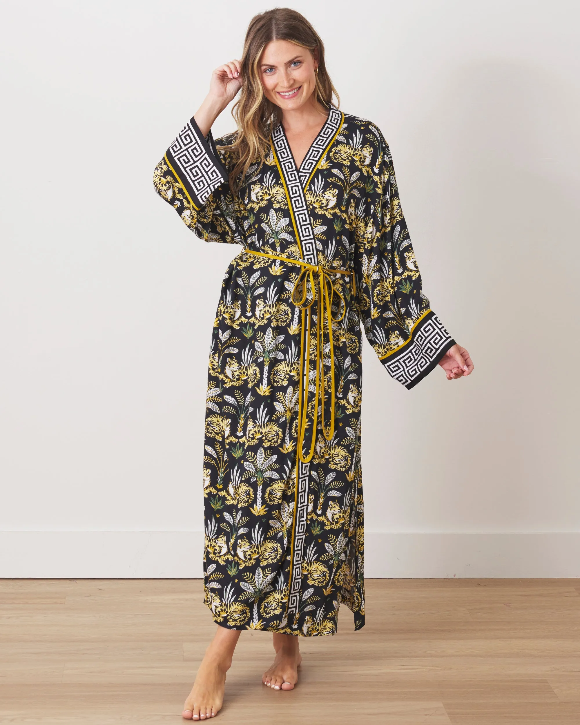 Untamed Tiger - Satin Chic to Sleep Nightie & Robe Set - Gold Ink sold by Printfresh product image thumbnail 2