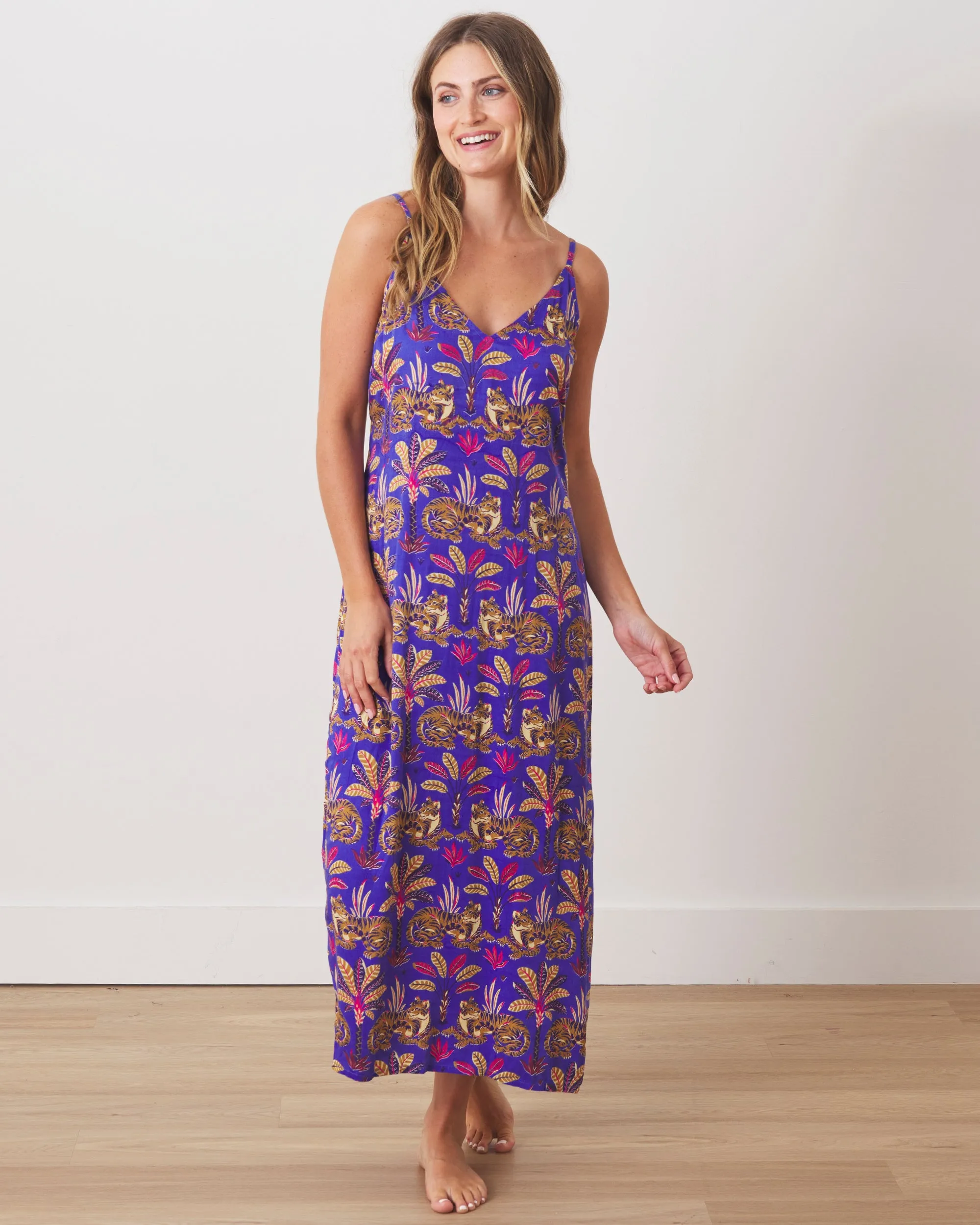 Untamed Tiger - Satin Chic to Sleep Nightie & Robe Set - Grape Soda sold by Printfresh product image thumbnail 2