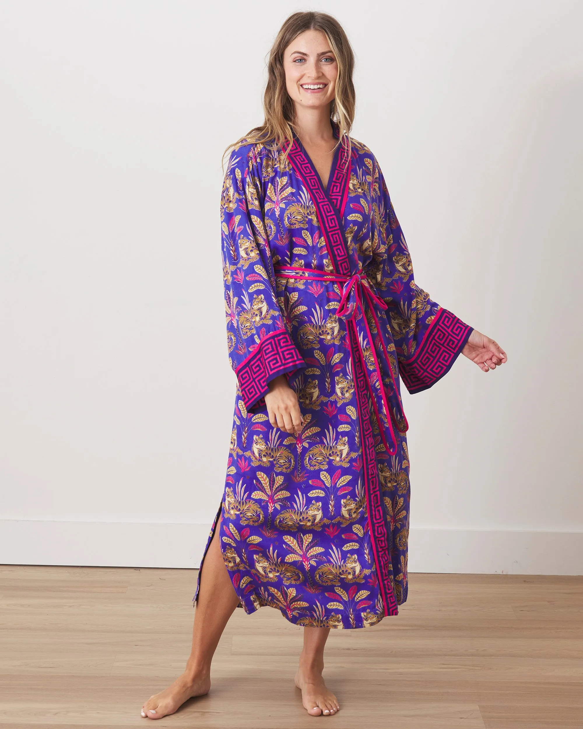 Untamed Tiger - Satin Chic to Sleep Nightie & Robe Set - Grape Soda sold by Printfresh product image thumbnail 4