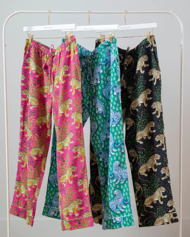 Big Cats- 3-Pack Lightweight Flannel PJ Pants - Hot Pink/Jade/Ink sold by Printfresh
