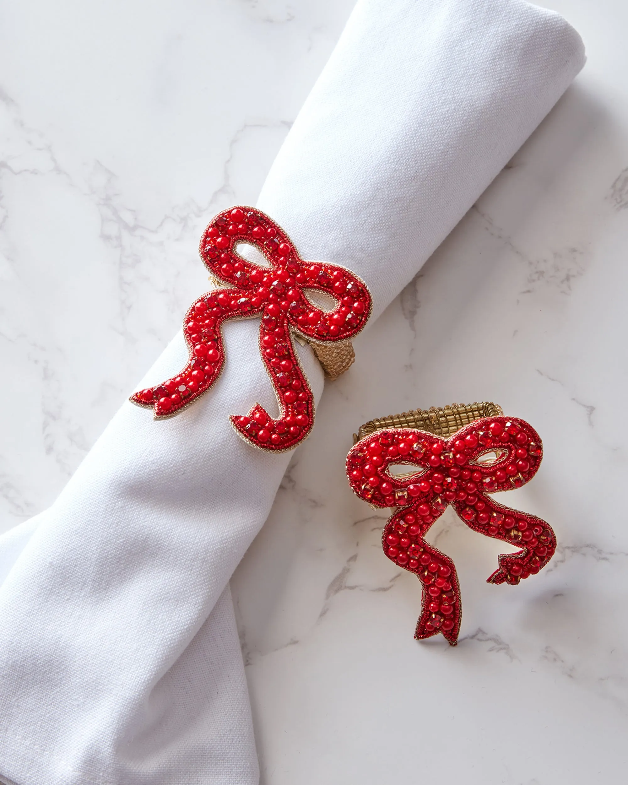 Holiday Bow - Napkin Rings Set Of 2 - Red sold by Printfresh