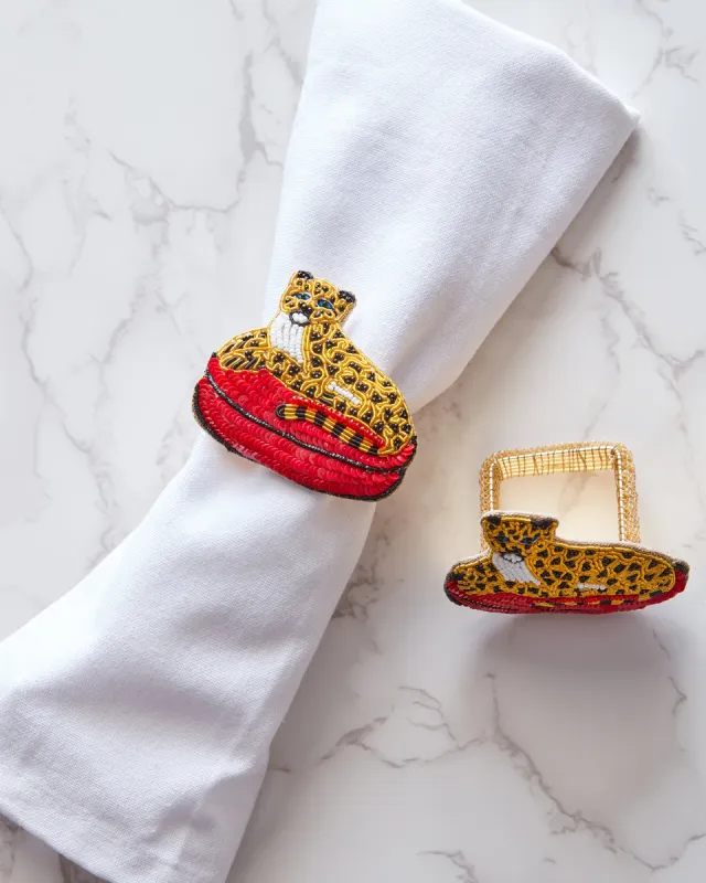 Royal Cheetah - Napkin Ring Set Of 2 - Gold Ink sold by Printfresh
