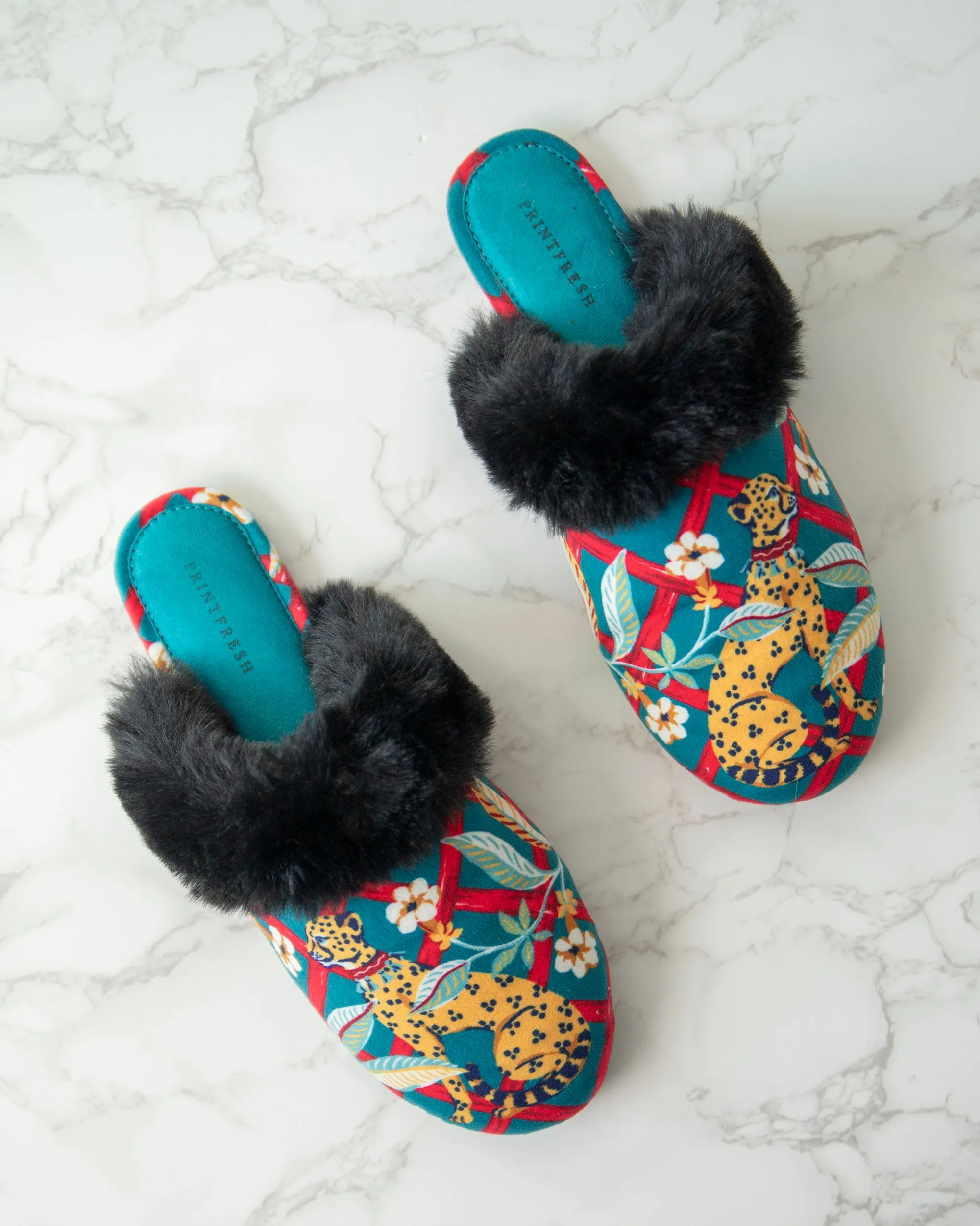Royal Cheetah - Velvet Faux-Fur Slippers - Ruby Jade sold by Printfresh product image thumbnail 5