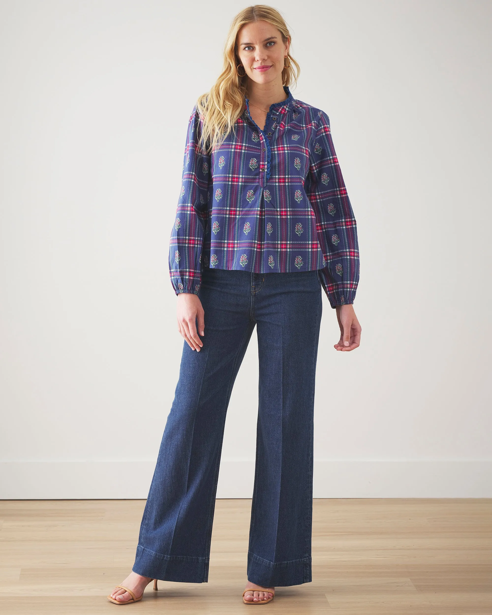 Nostalgia Plaid - On the Books Blouse - Navy sold by Printfresh product image thumbnail 4