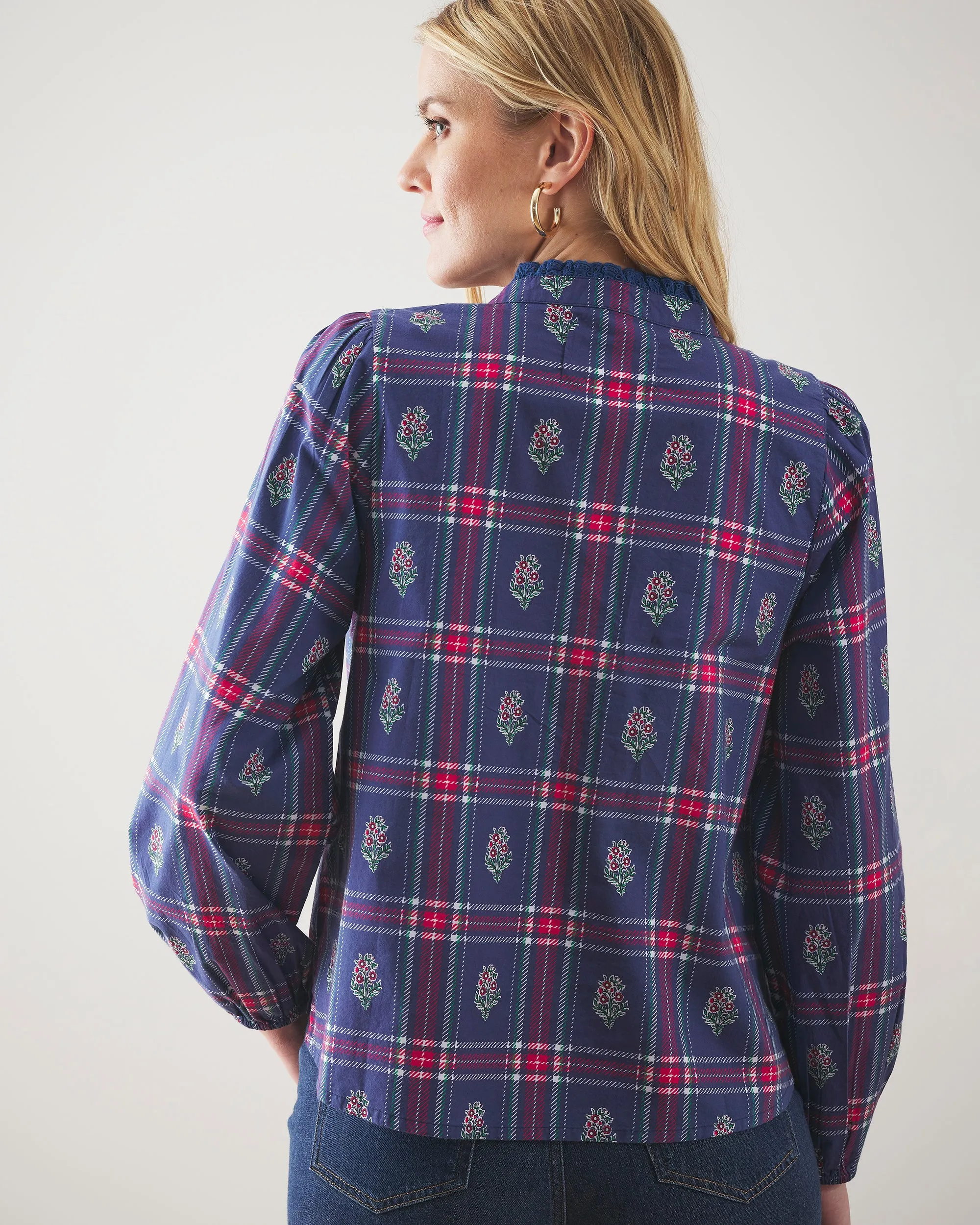 Nostalgia Plaid - On the Books Blouse - Navy sold by Printfresh product image thumbnail 3