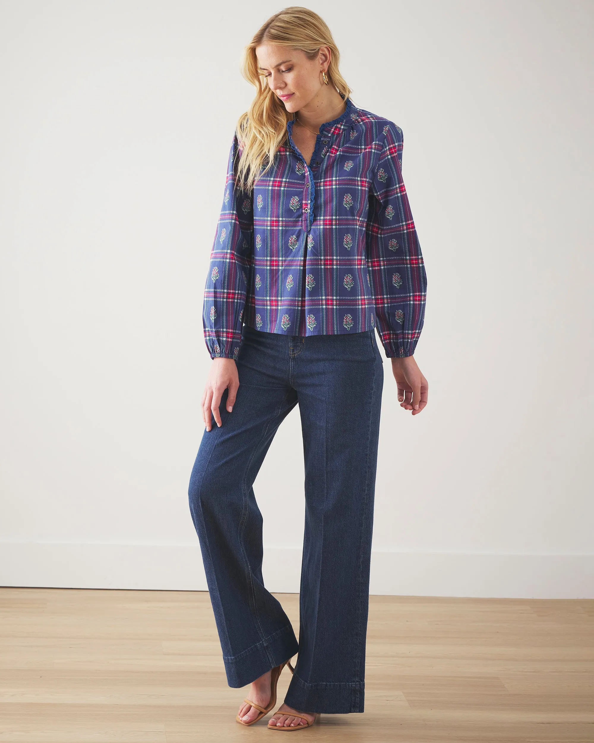 Nostalgia Plaid - On the Books Blouse - Navy sold by Printfresh product image thumbnail 5