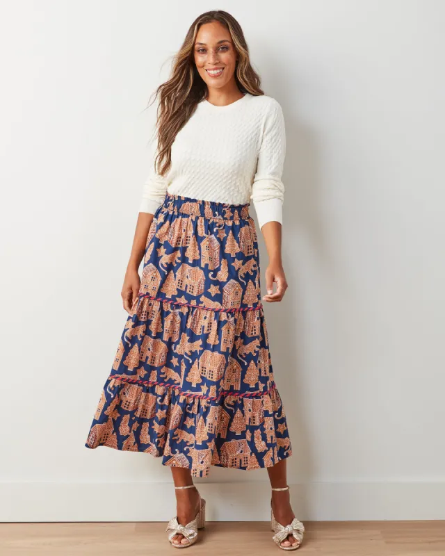 Gingerbread Party - Sutton Skirt - Classic Navy sold by Printfresh
