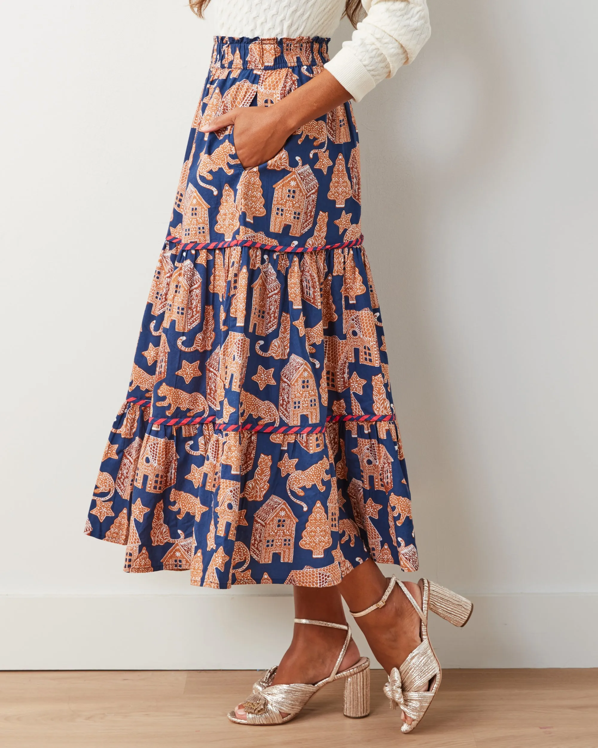 Gingerbread Party - Sutton Skirt - Classic Navy sold by Printfresh product image thumbnail 2