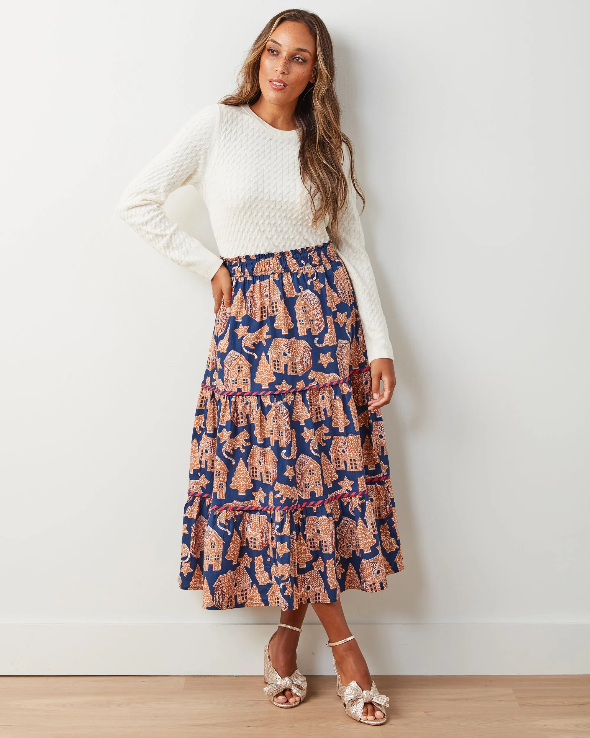 Gingerbread Party - Sutton Skirt - Classic Navy sold by Printfresh product image thumbnail 5