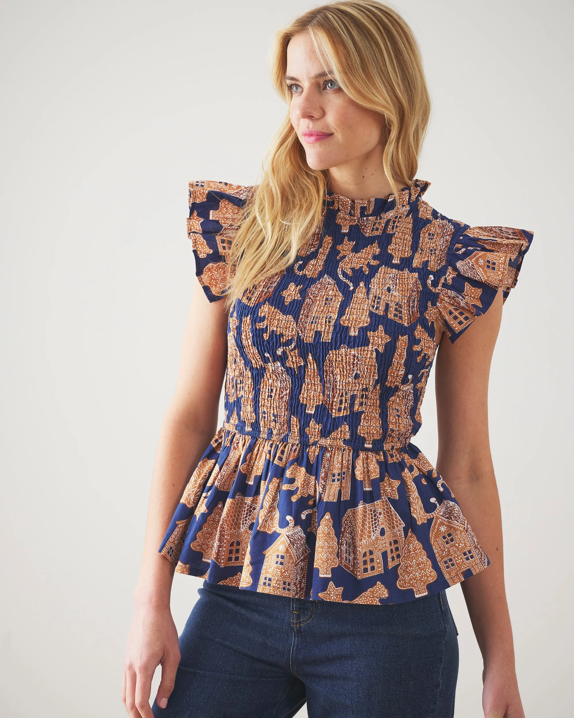 Gingerbread Party - High Priority Blouse - Classic Navy sold by Printfresh product image thumbnail 4