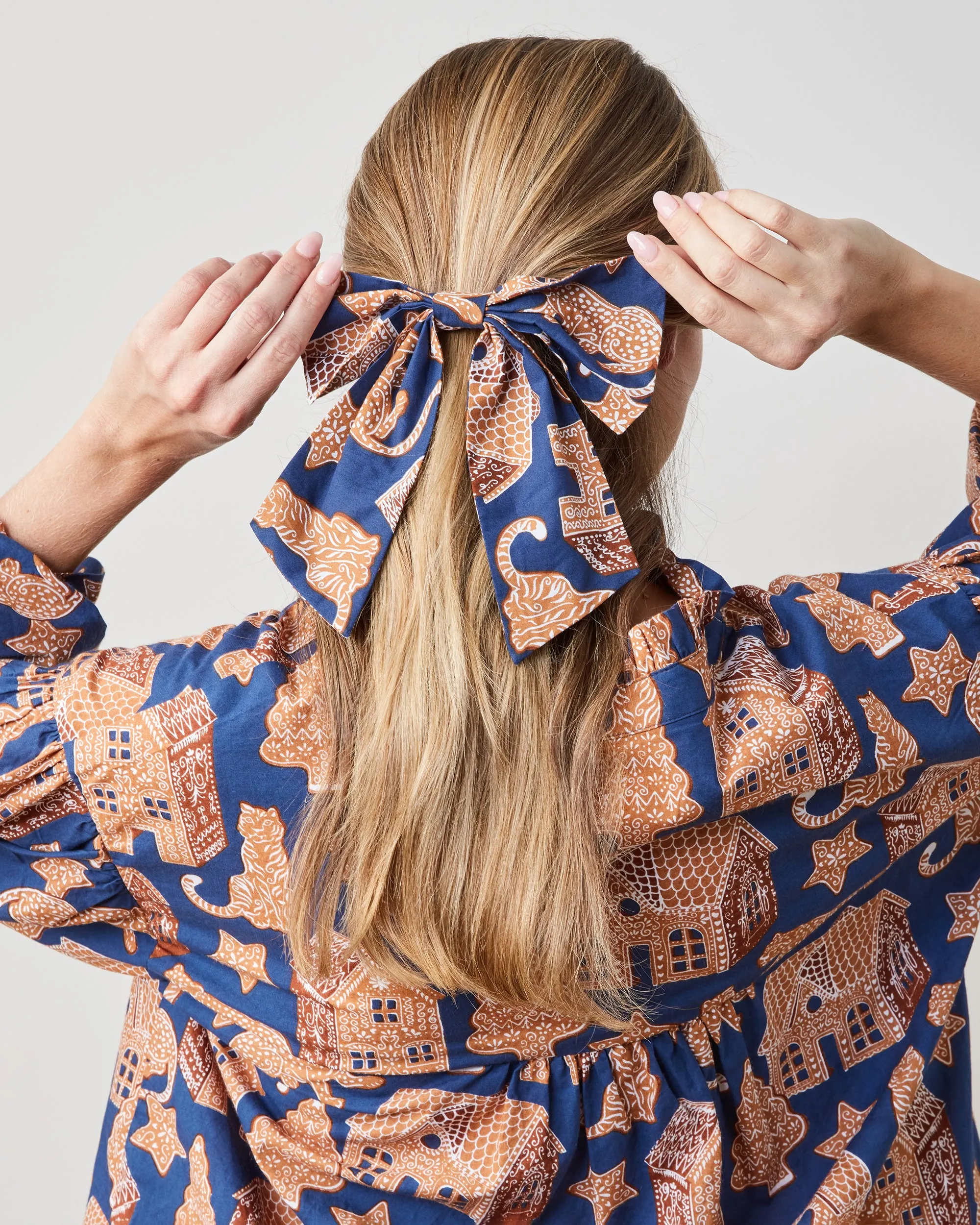 Gingerbread Party - The Preppy Hair Bow - Classic Navy sold by Printfresh product image thumbnail 4
