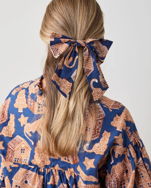 Gingerbread Party - The Preppy Hair Bow - Classic Navy sold by Printfresh
