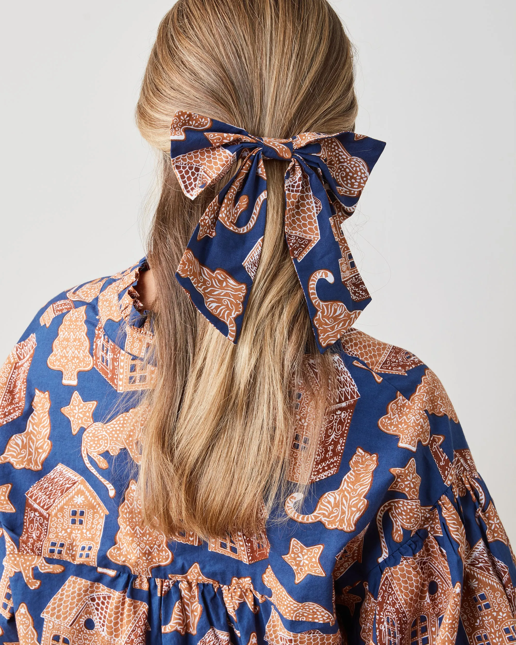 Gingerbread Party - The Preppy Hair Bow - Classic Navy sold by Printfresh