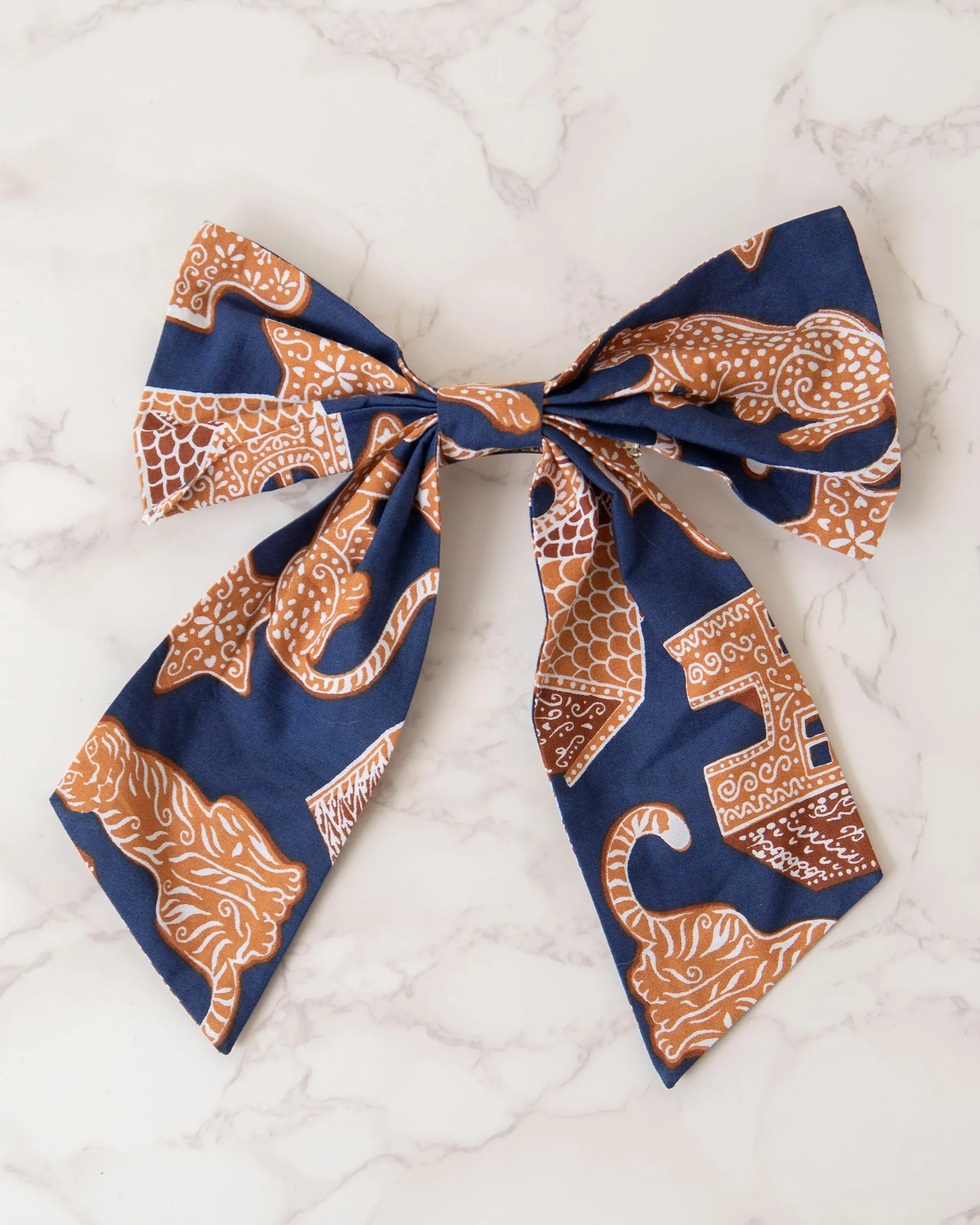 Gingerbread Party - The Preppy Hair Bow - Classic Navy sold by Printfresh product image thumbnail 2