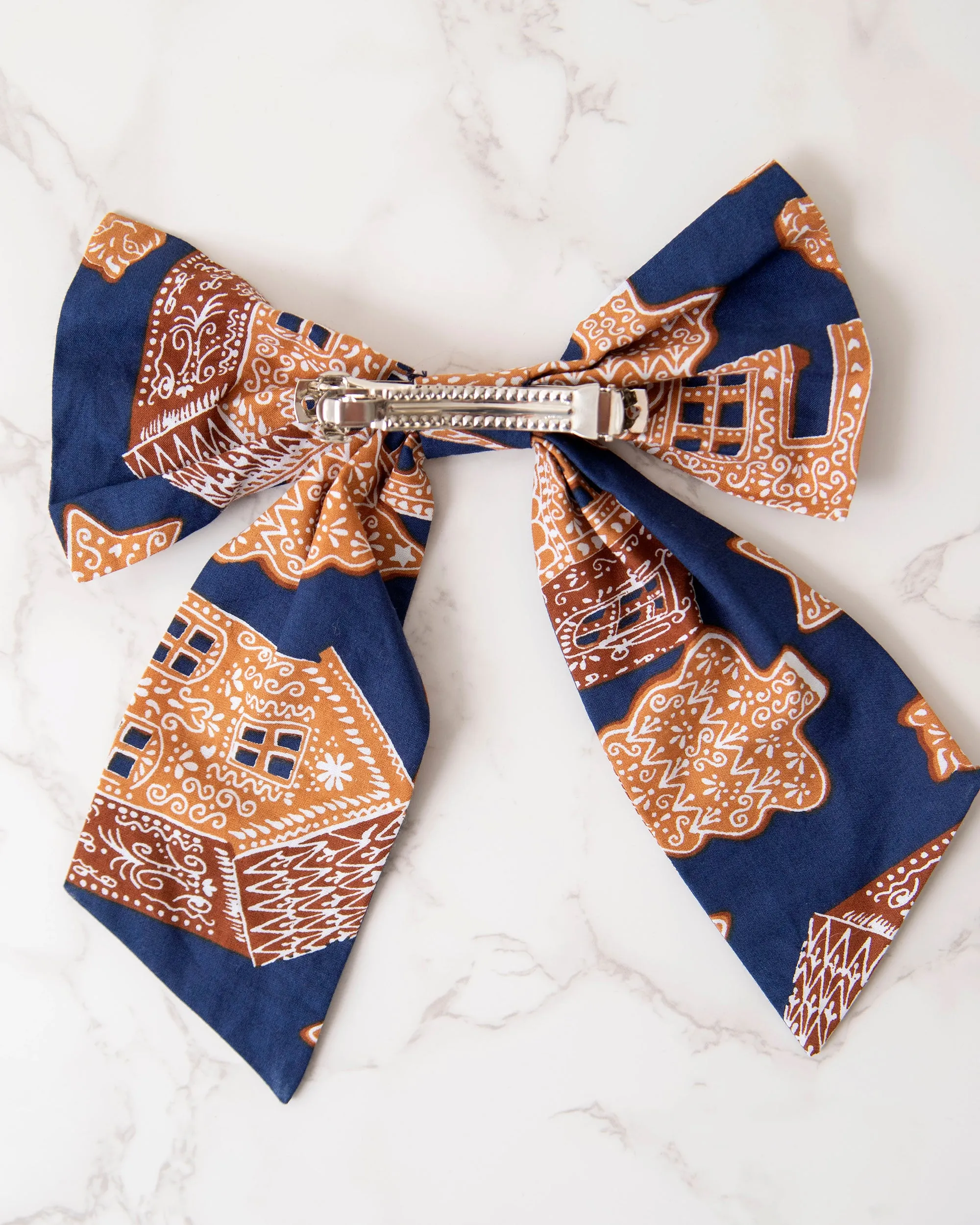 Gingerbread Party - The Preppy Hair Bow - Classic Navy sold by Printfresh product image thumbnail 3