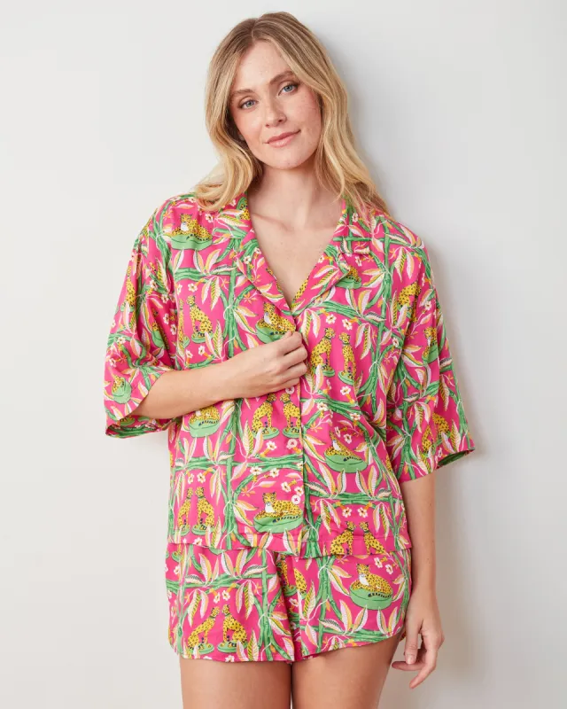 Royal Cheetah - Satin Sweet Dreams Short PJ Set - Pink Palace made by Printfresh