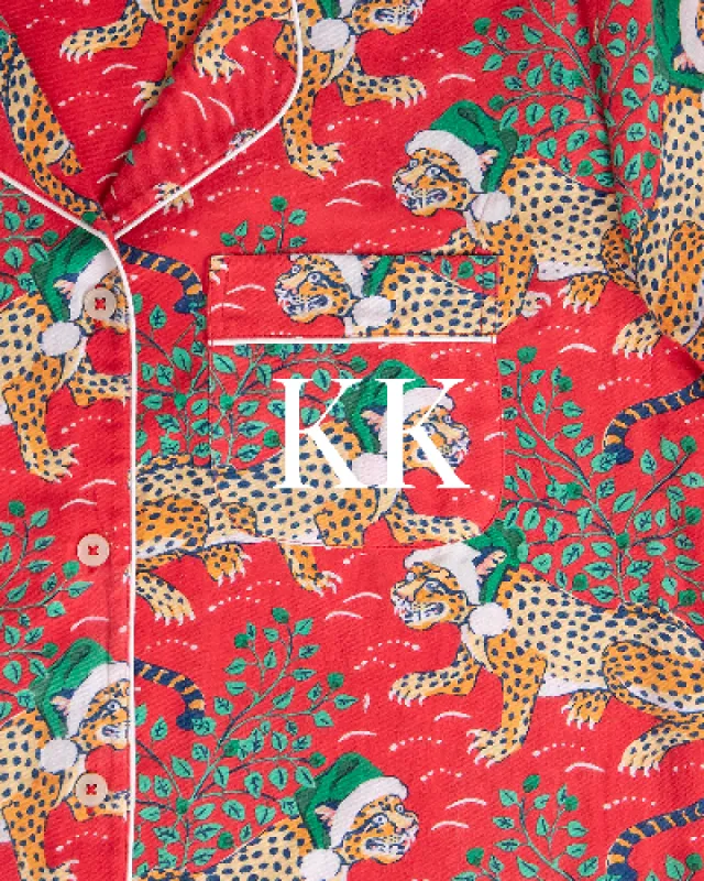 Holly Jolly Bagheera - Flannel Long PJ Set - Ruby sold by Printfresh