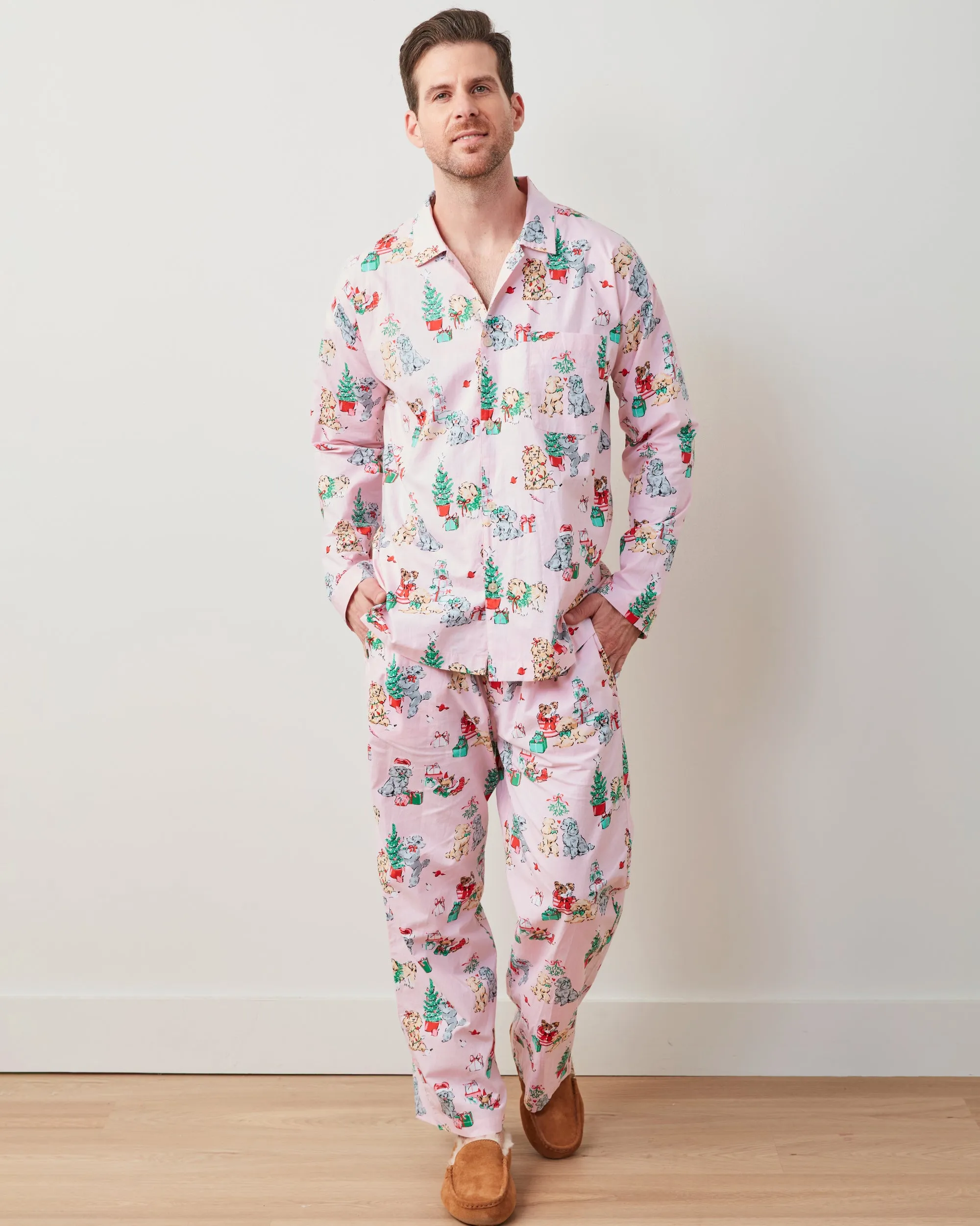 PF x The Hiltons Christmas Poodle Party - Men's Long PJ Set - Rose sold by Printfresh product image thumbnail 2