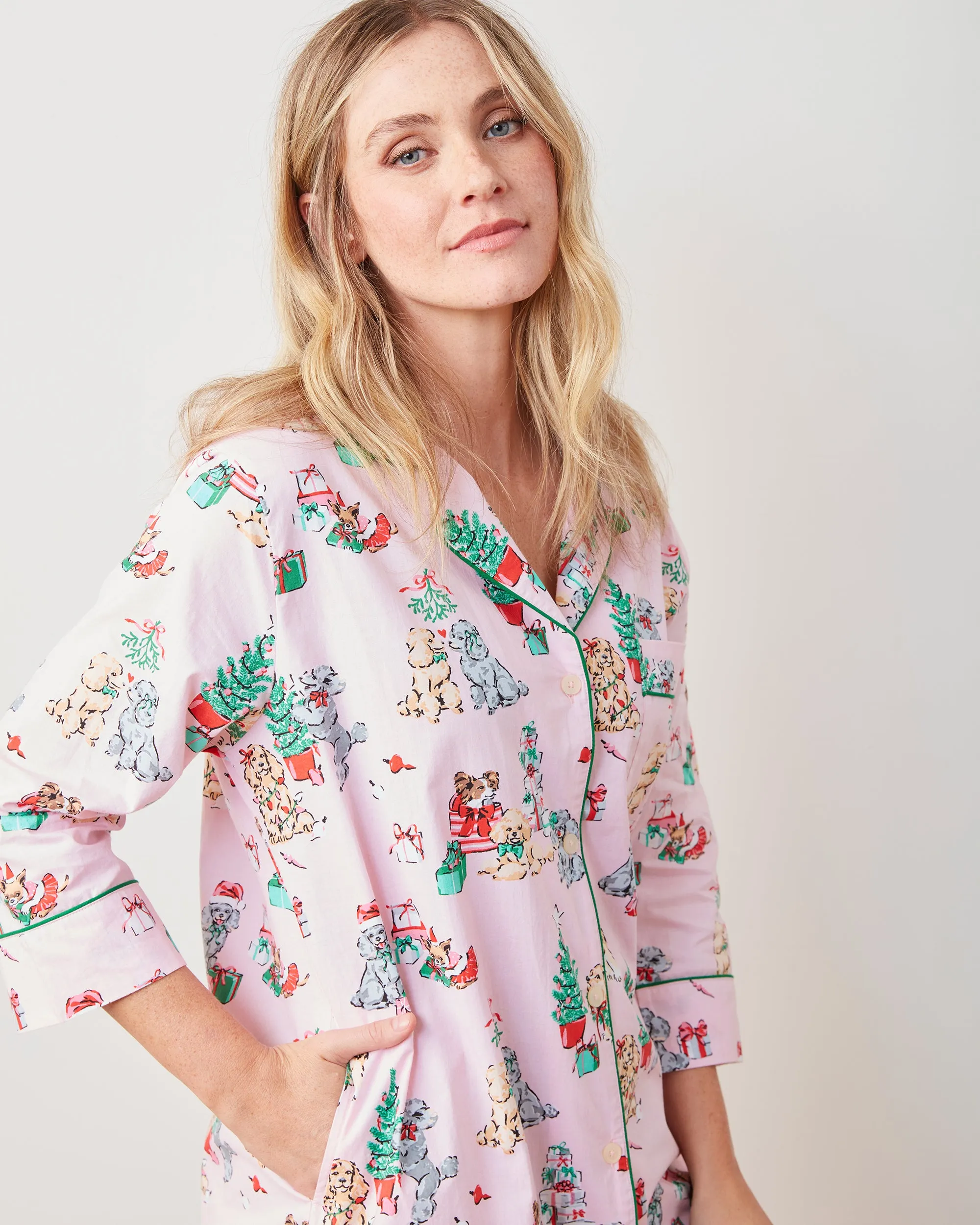PF x The Hiltons Christmas Poodle Party - Sleep Shirt - Rose sold by Printfresh product image thumbnail 2