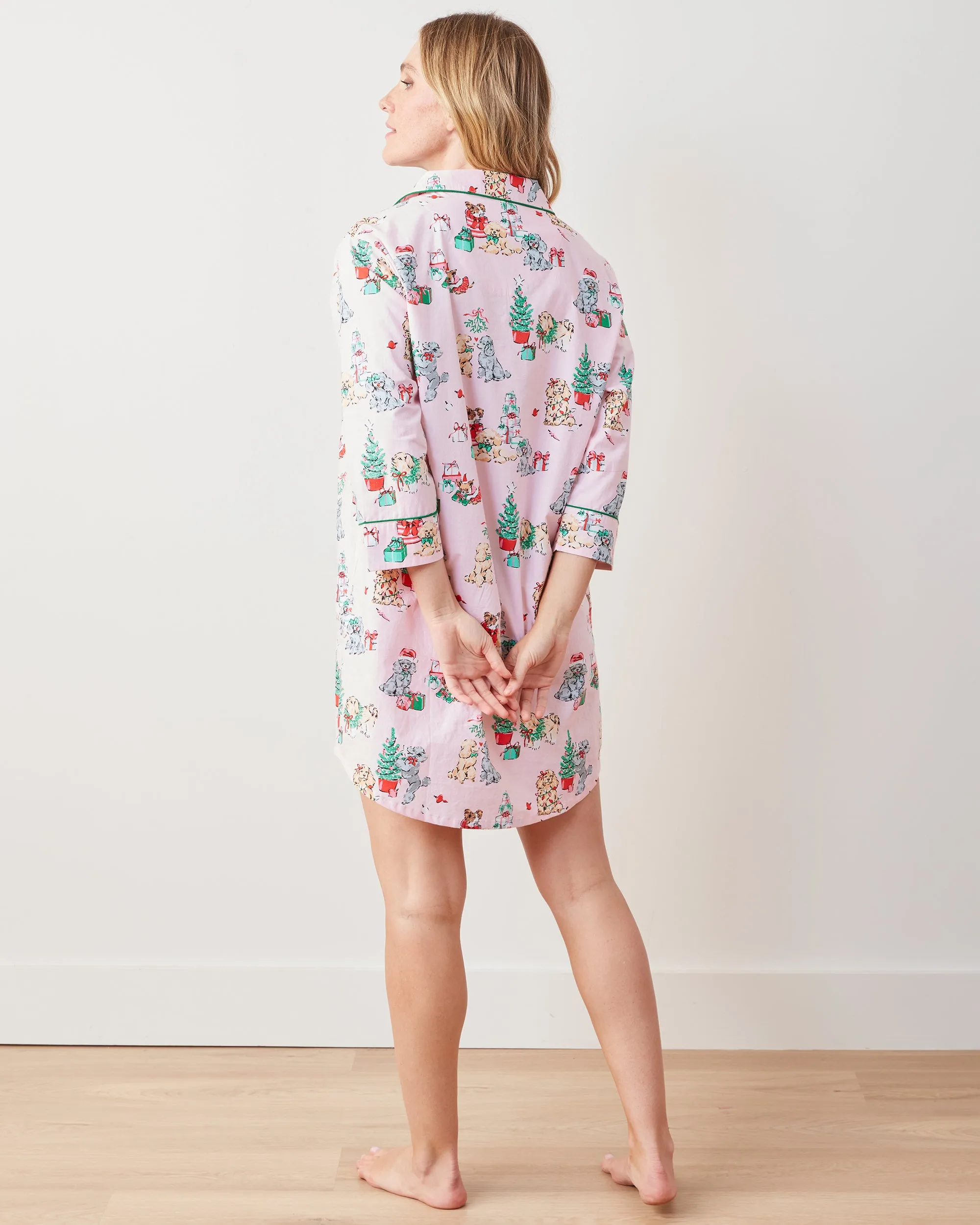 PF x The Hiltons Christmas Poodle Party - Sleep Shirt - Rose sold by Printfresh product image thumbnail 5