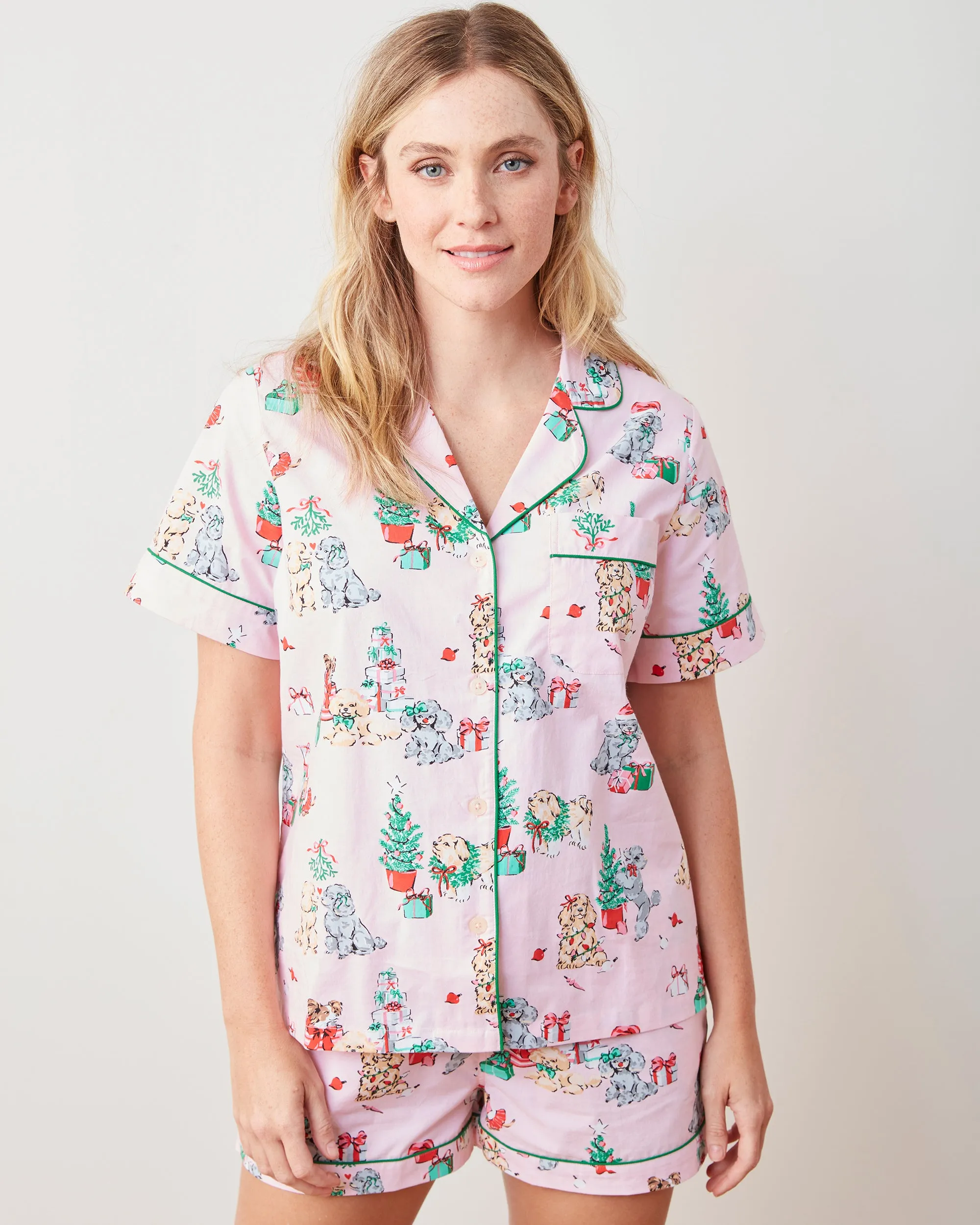 PF x The Hiltons Christmas Poodle Party - Short PJ Set - Rose sold by Printfresh product image thumbnail 5