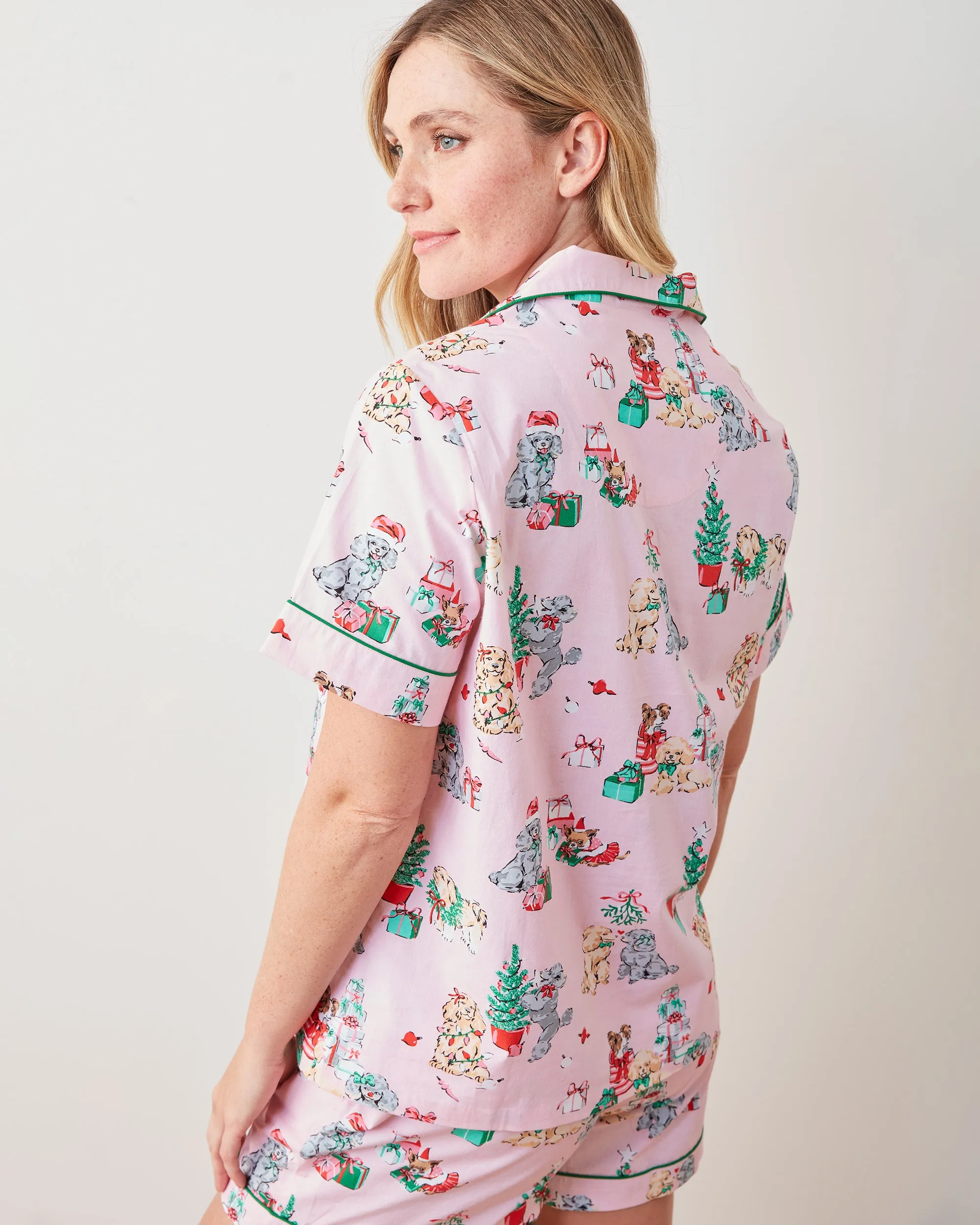 PF x The Hiltons Christmas Poodle Party - Short PJ Set - Rose sold by Printfresh product image thumbnail 2